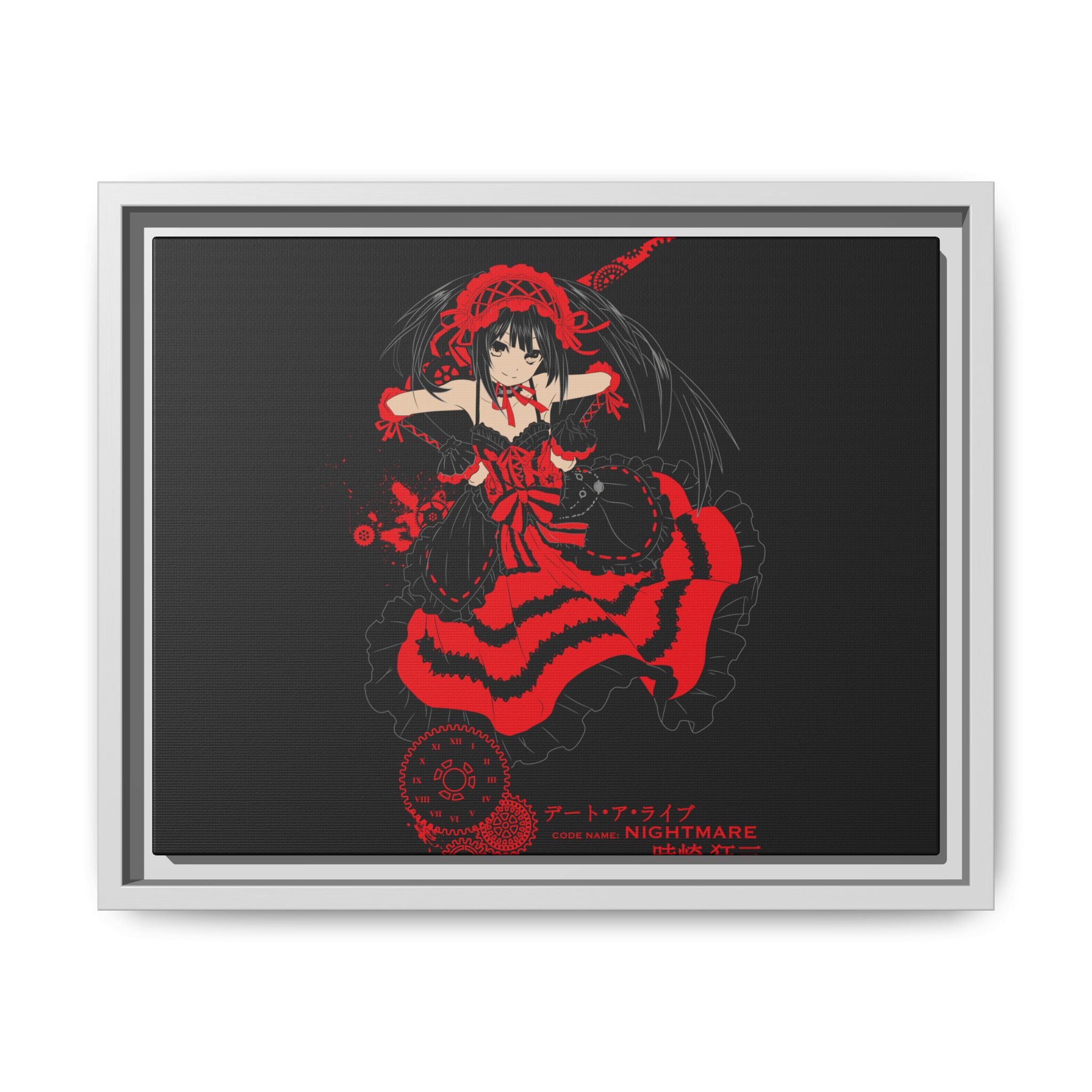 Anime Warrior Red Black Matte Canvas Print — Framed Wall Art