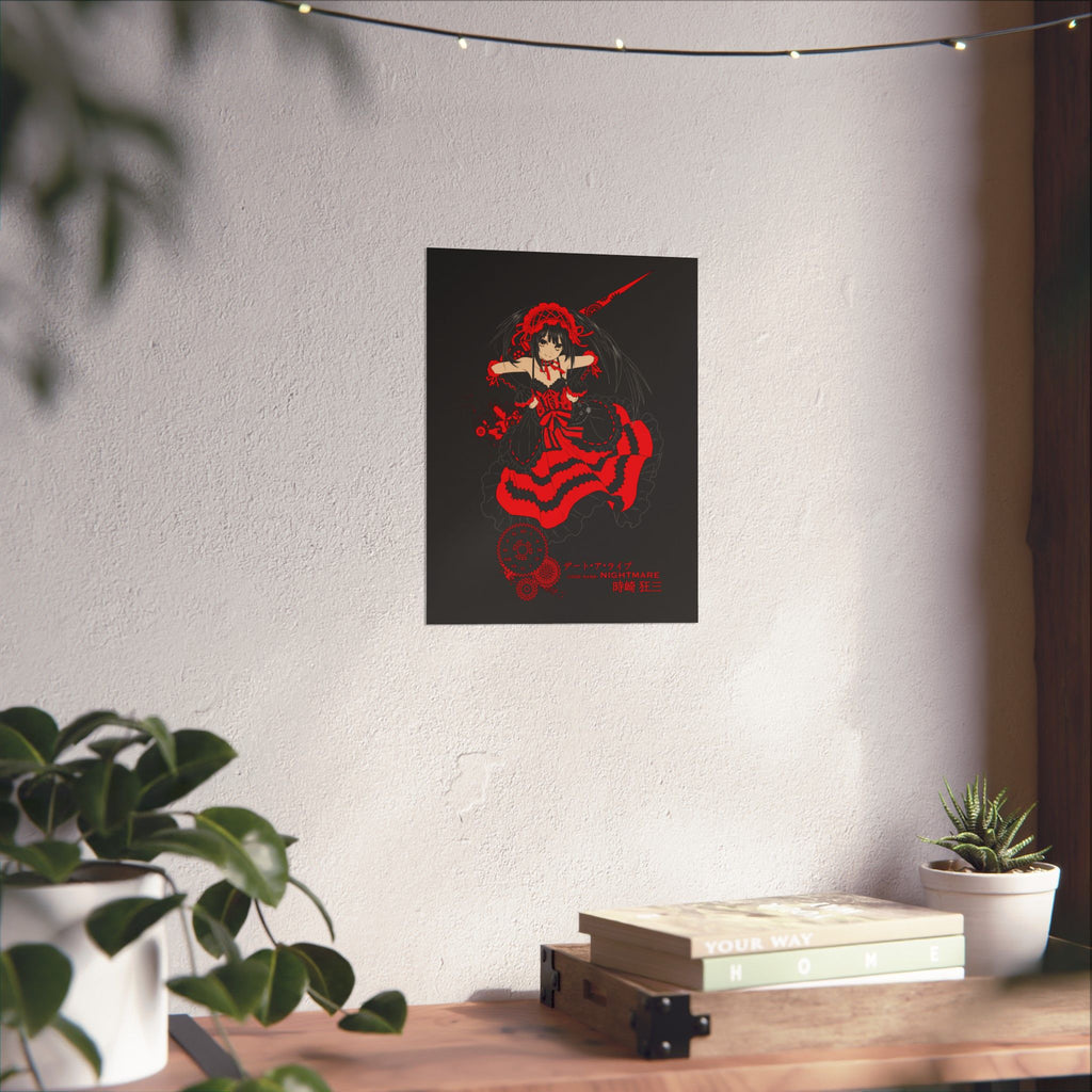 Anime Gothic Poster — Red & Black Kurumi Nightcore Matte Vertical Print