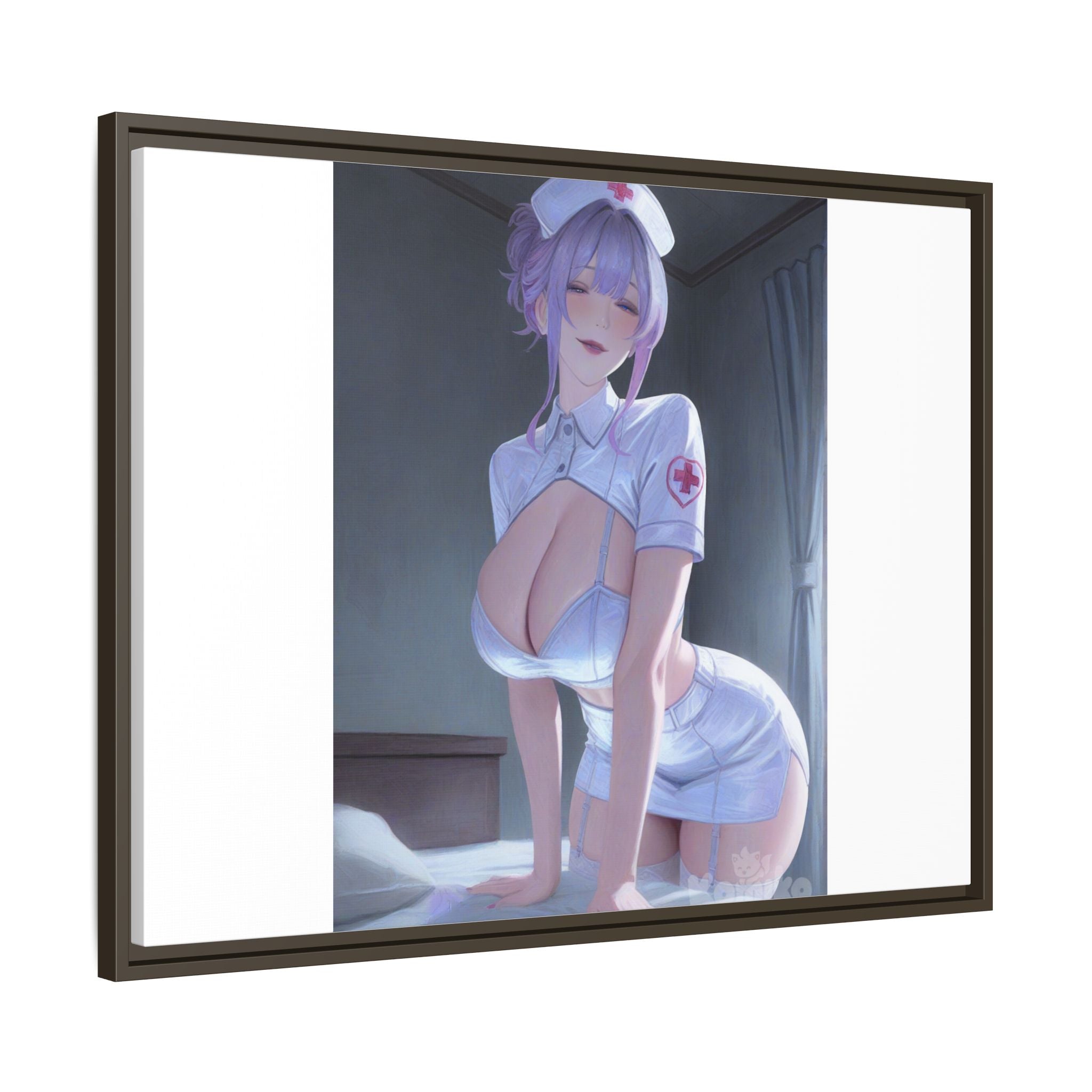 Sexy Anime Nurse Matte Canvas Print (Framed)