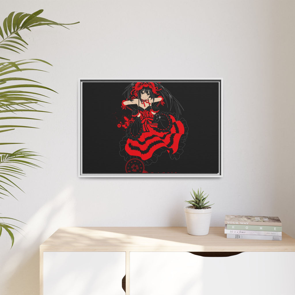 Anime Warrior Red Black Matte Canvas Print — Framed Wall Art