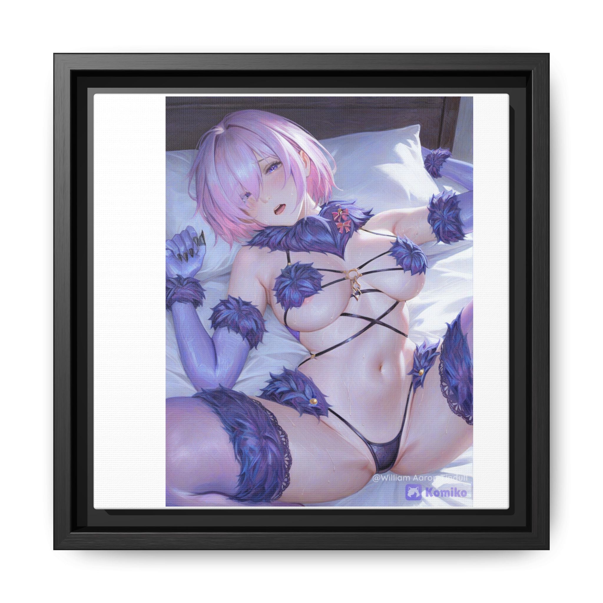 Framed Matte Canvas — Anime Pin-Up Lingerie Art Print