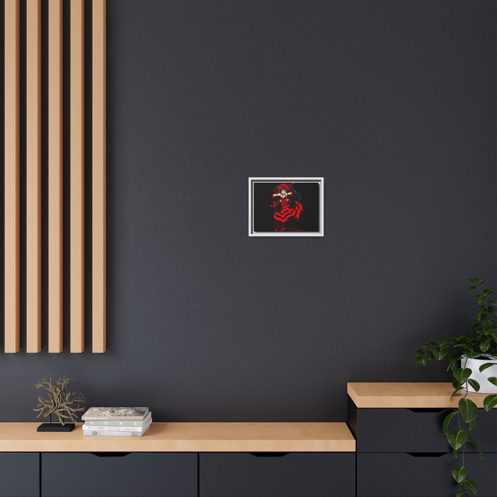 Anime Warrior Red Black Matte Canvas Print — Framed Wall Art