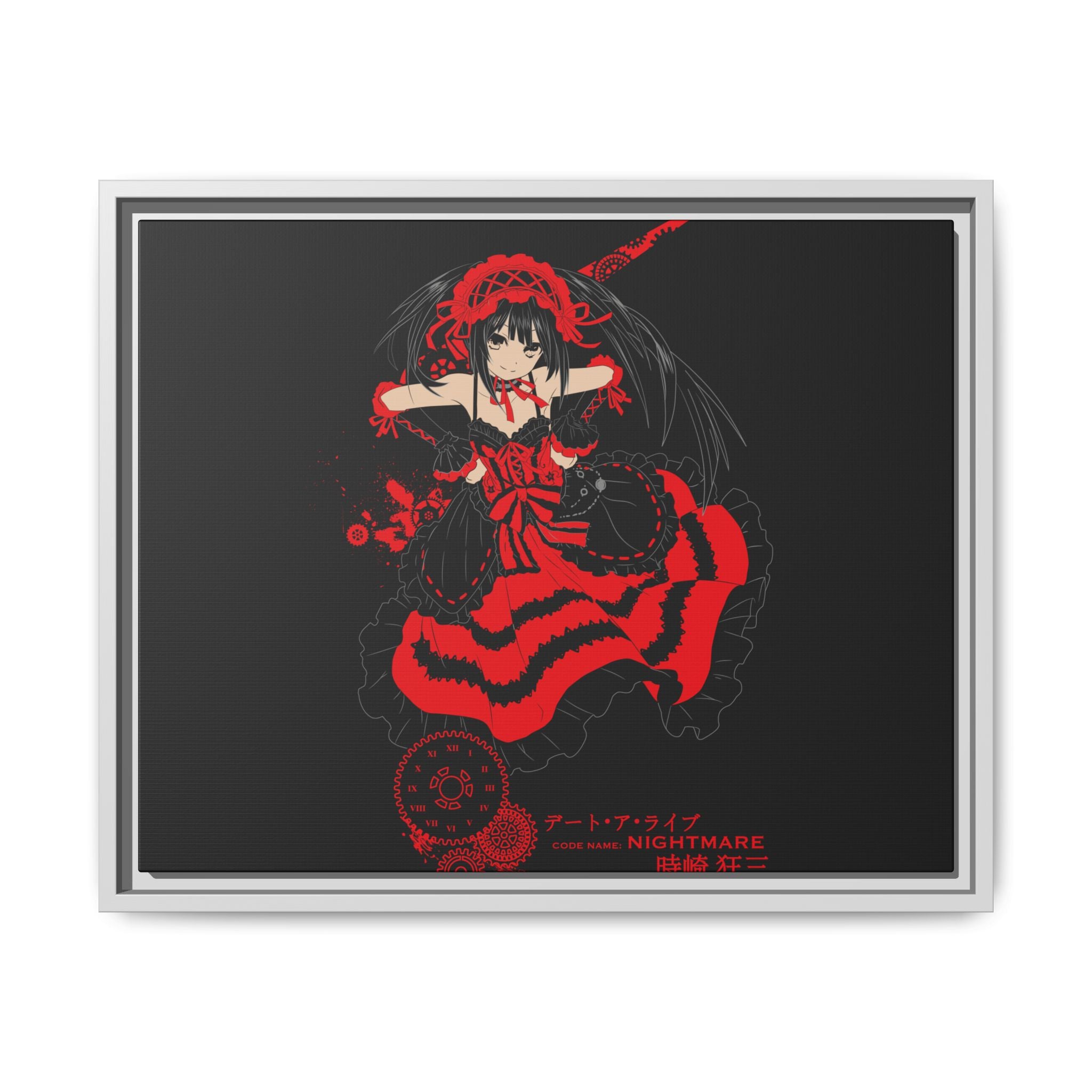 Anime Warrior Red Black Matte Canvas Print — Framed Wall Art