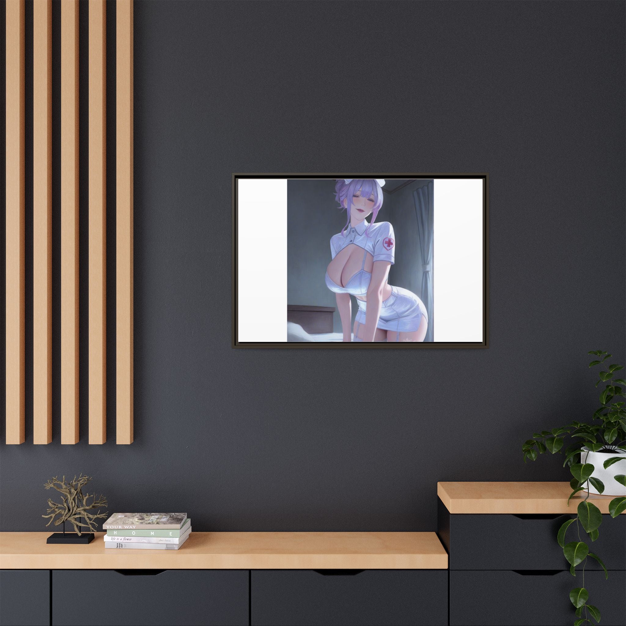 Sexy Anime Nurse Matte Canvas Print (Framed)