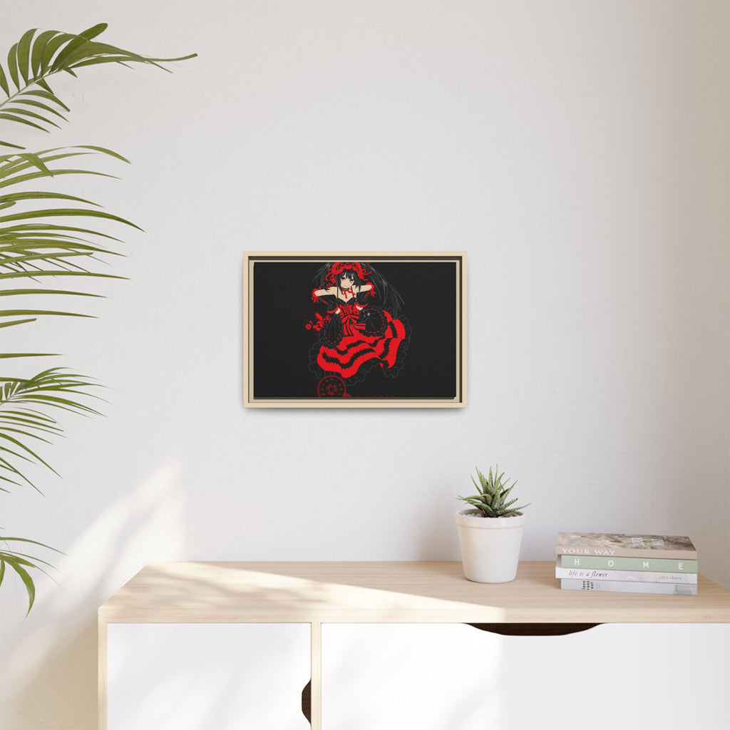 Anime Warrior Red Black Matte Canvas Print — Framed Wall Art