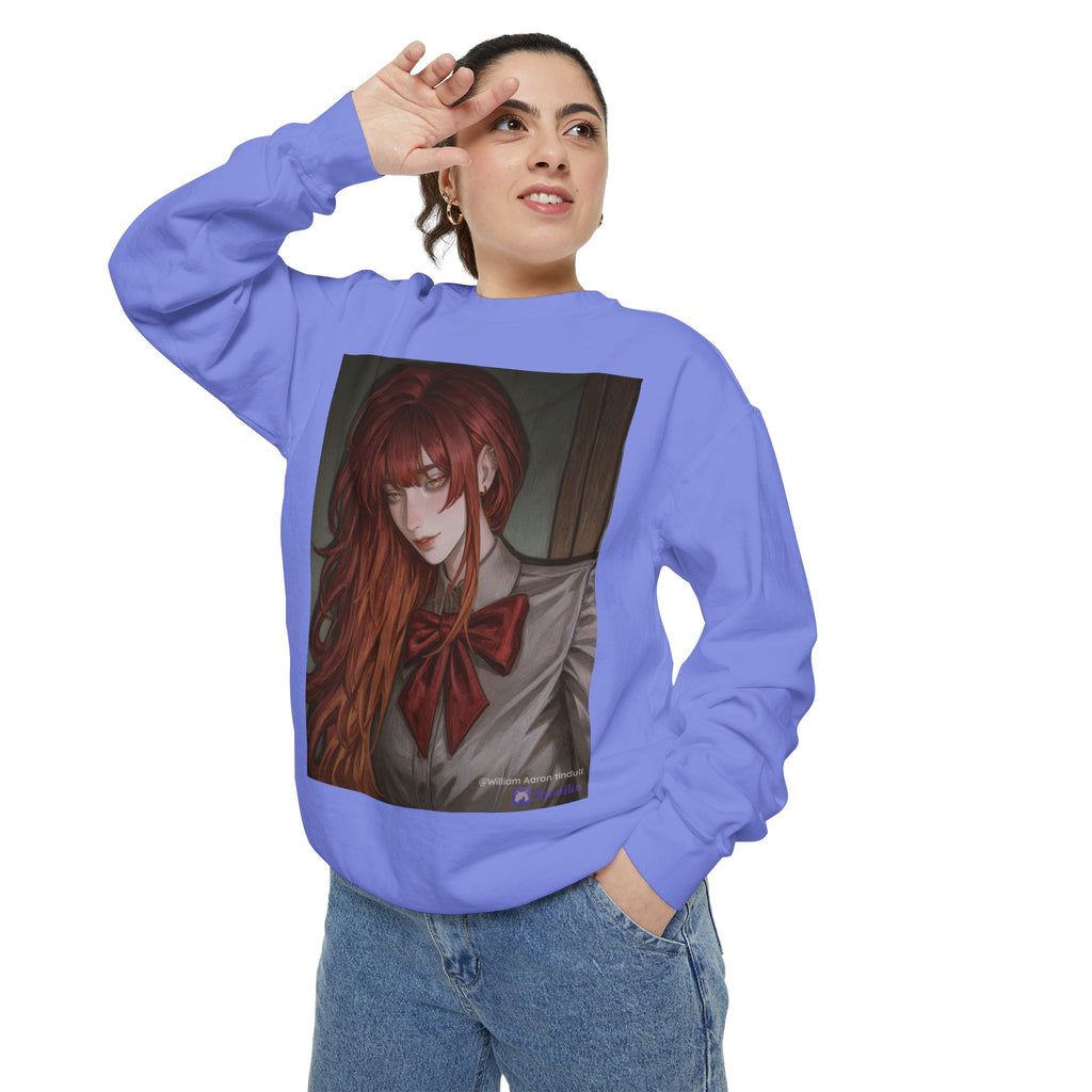 Anime Red-Headed Girl Sweatshirt — Gothic Schoolgirl Art Pullover