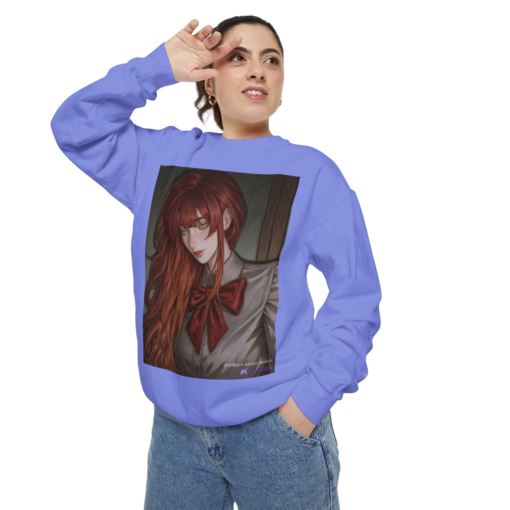 Anime Red-Headed Girl Sweatshirt — Gothic Schoolgirl Art Pullover