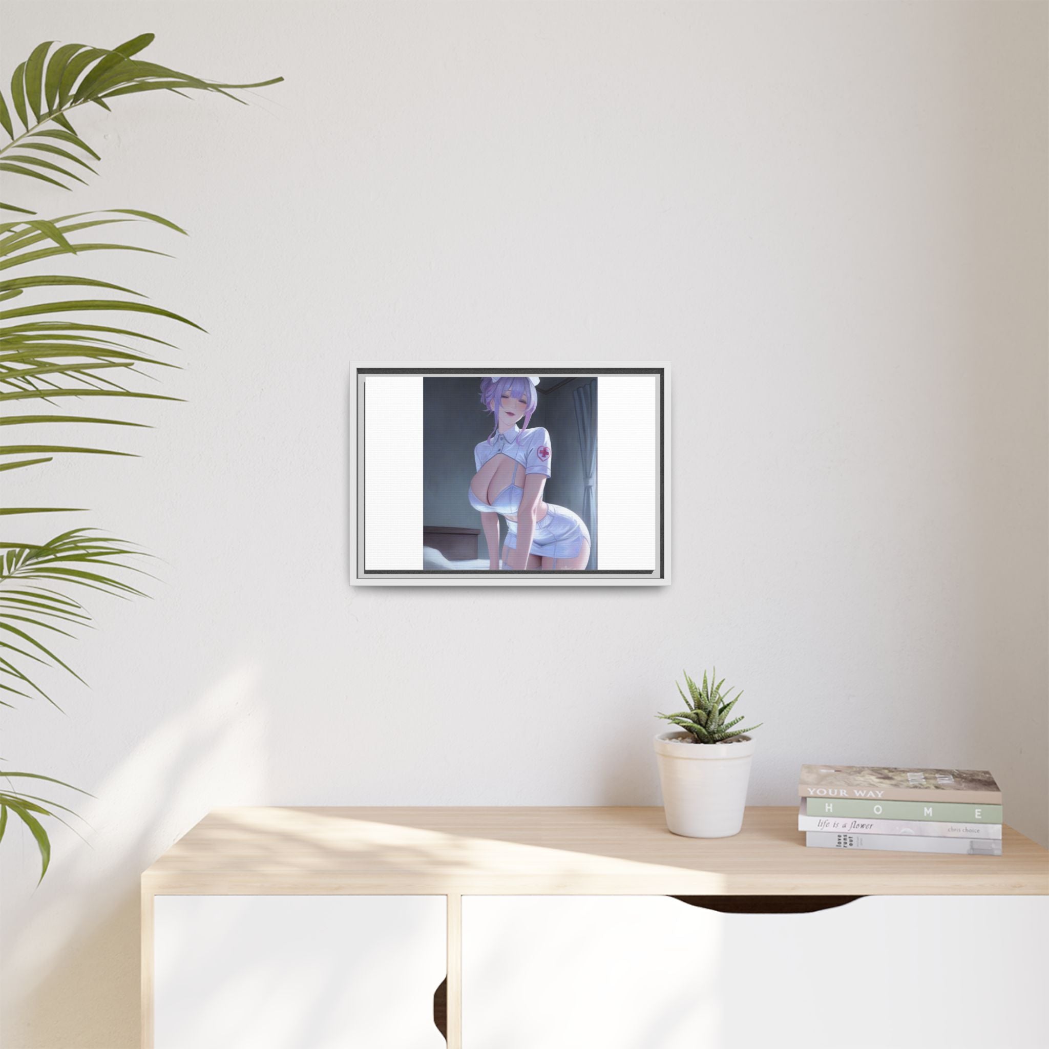 Sexy Anime Nurse Matte Canvas Print (Framed)