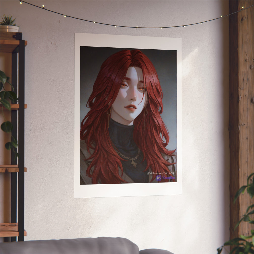 Fine Art Poster — Red-Haired Gothic Portrait, Moody Decorative Wall Art