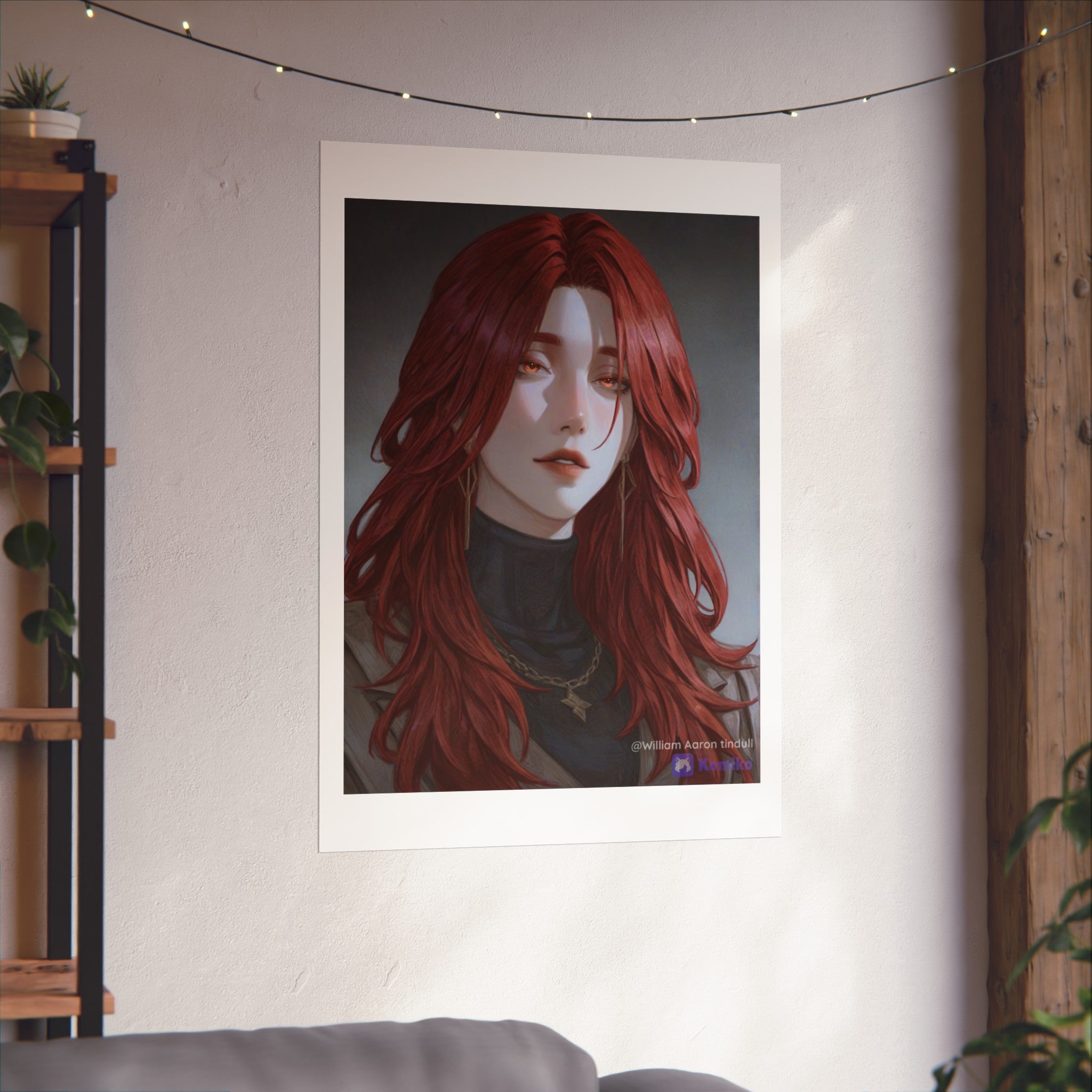 Fine Art Poster — Red-Haired Gothic Portrait, Moody Decorative Wall Art