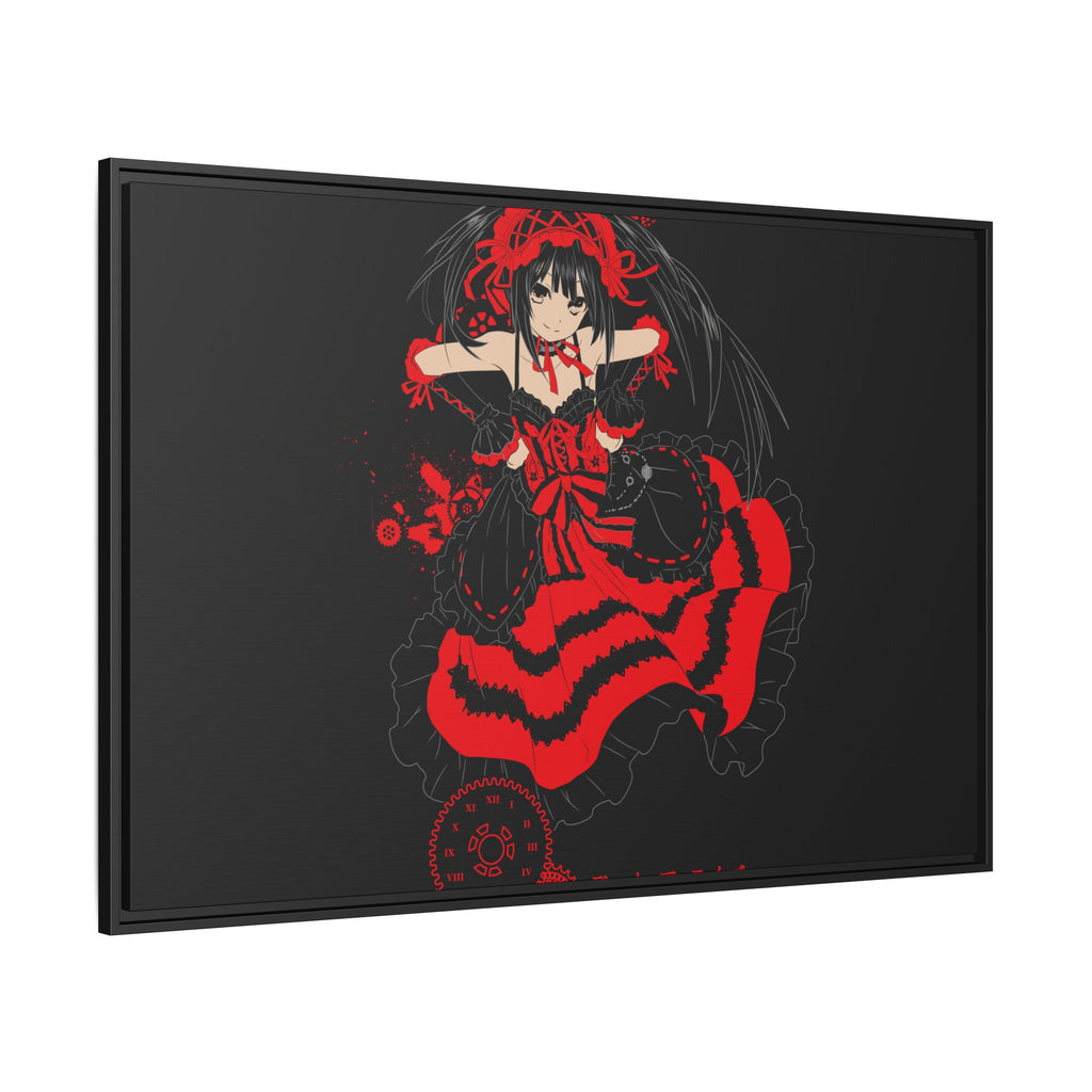 Anime Warrior Red Black Matte Canvas Print — Framed Wall Art