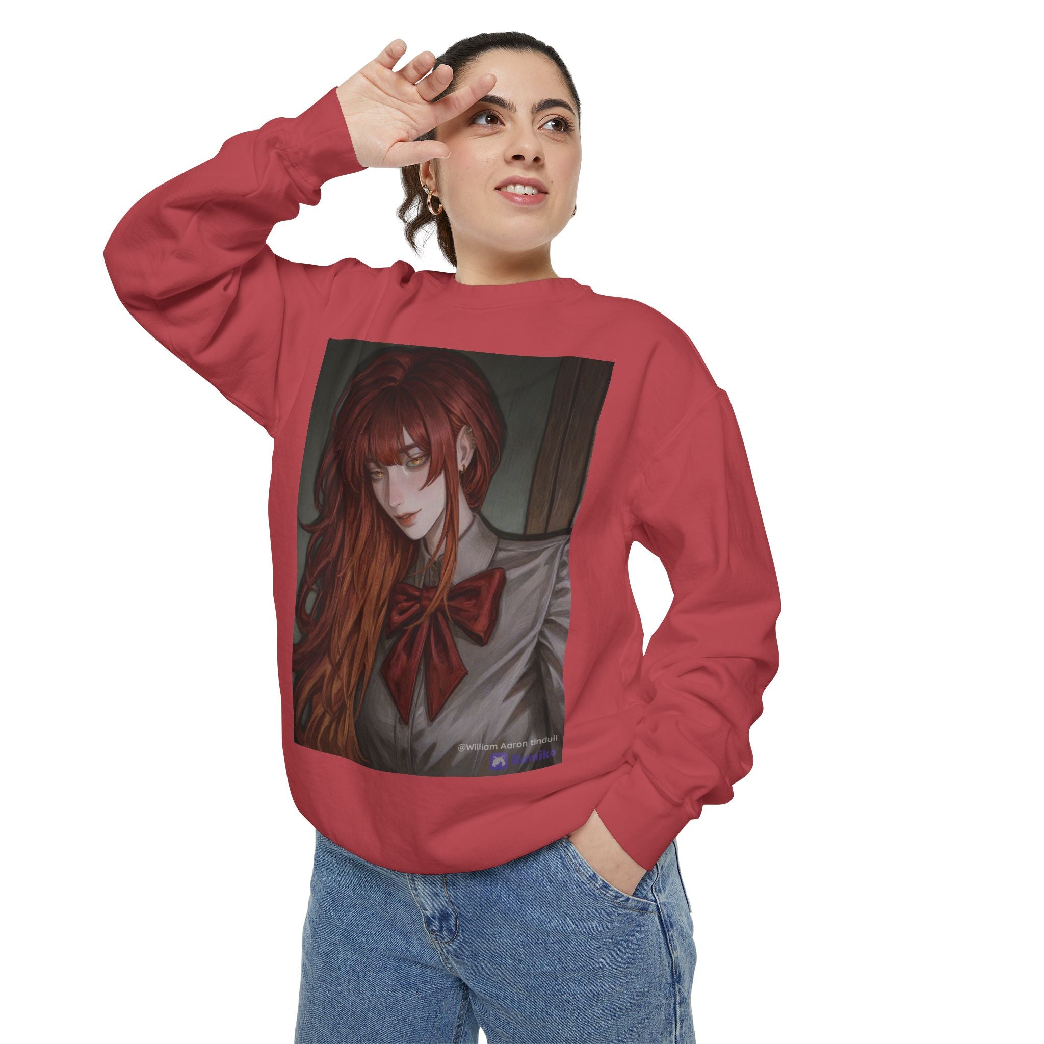Anime Red-Headed Girl Sweatshirt — Gothic Schoolgirl Art Pullover