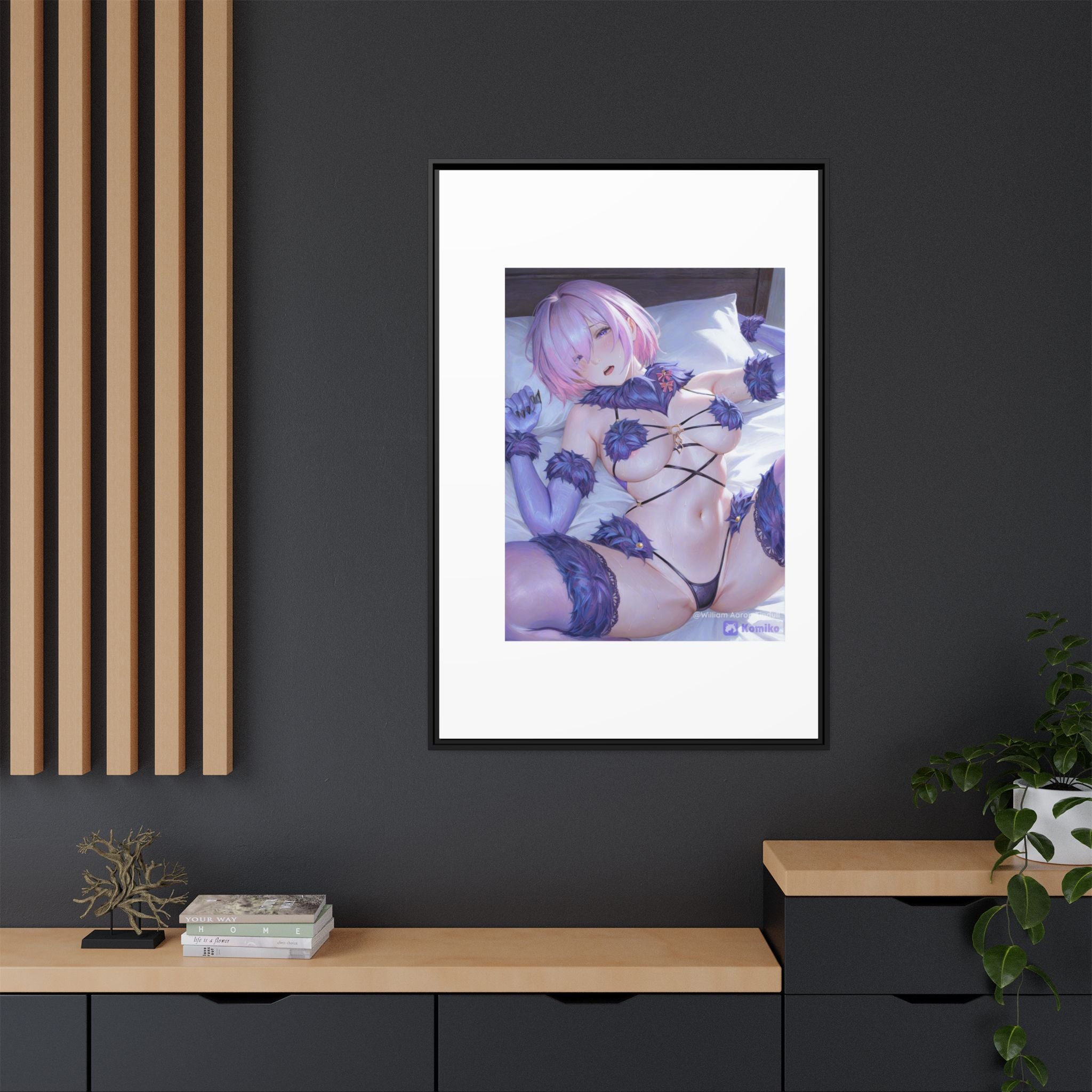 Framed Matte Canvas — Anime Pin-Up Lingerie Art Print