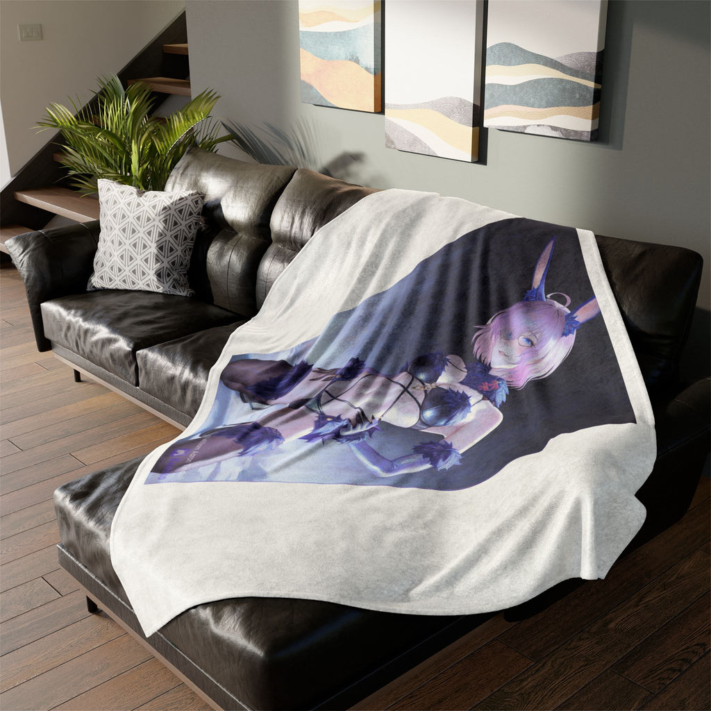 Anime Bunny Girl Plush Blanket — Cute Pastel Ecchi Character Throw