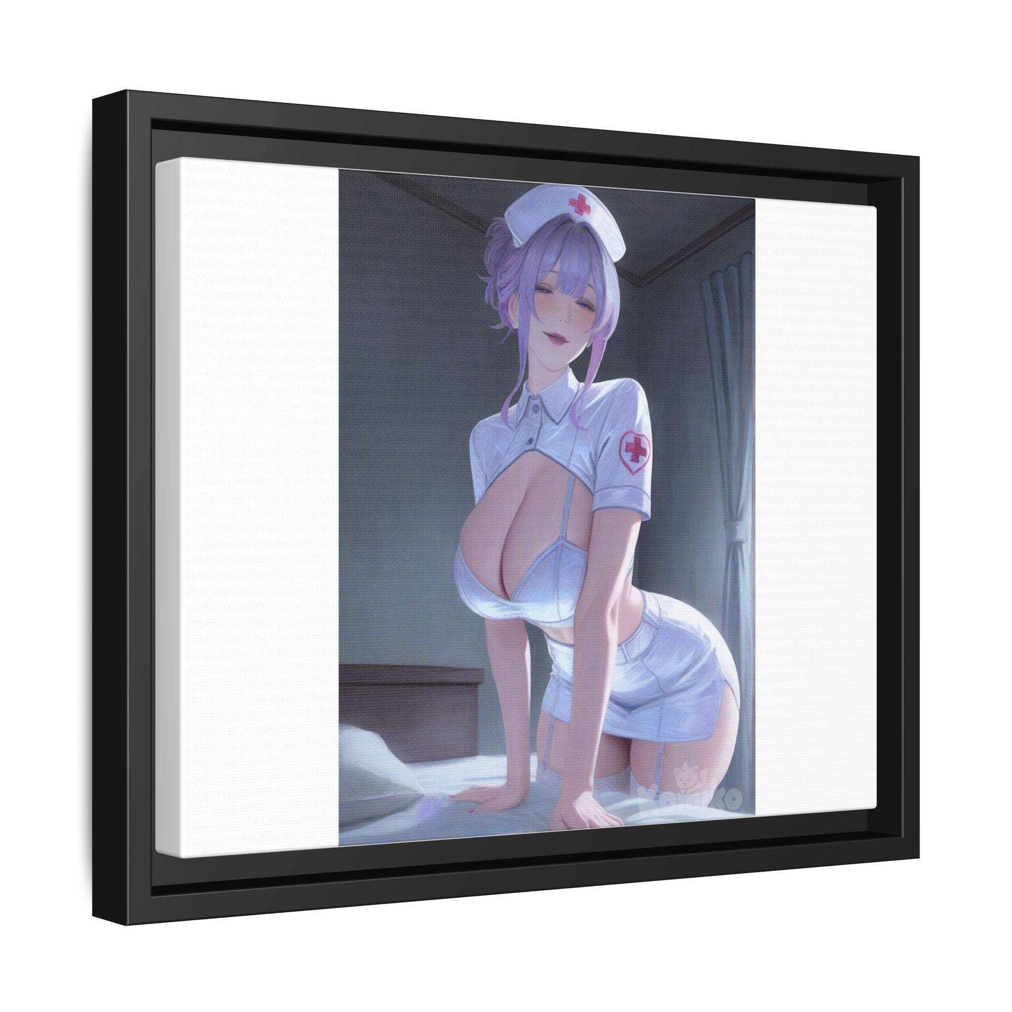 Sexy Anime Nurse Matte Canvas Print (Framed)