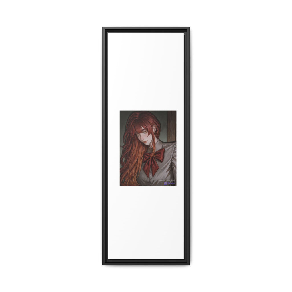 Framed Matte Canvas Print — Moody Red-Headed Anime Girl Art