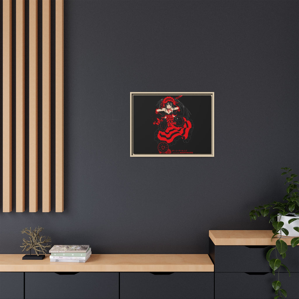 Anime Warrior Red Black Matte Canvas Print — Framed Wall Art