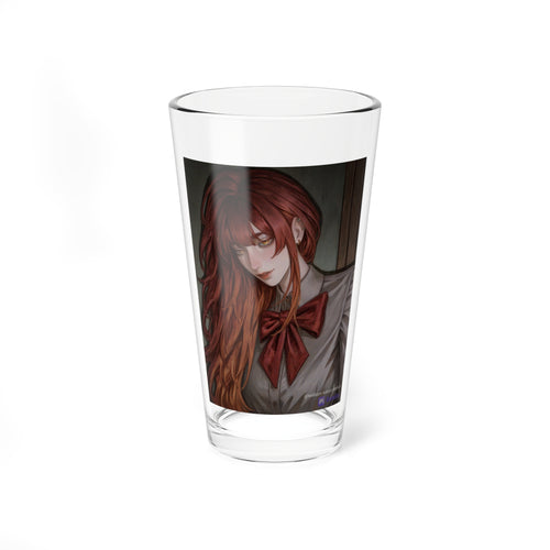 16oz Mixing Glass with Gothic Redhead Anime Girl Design