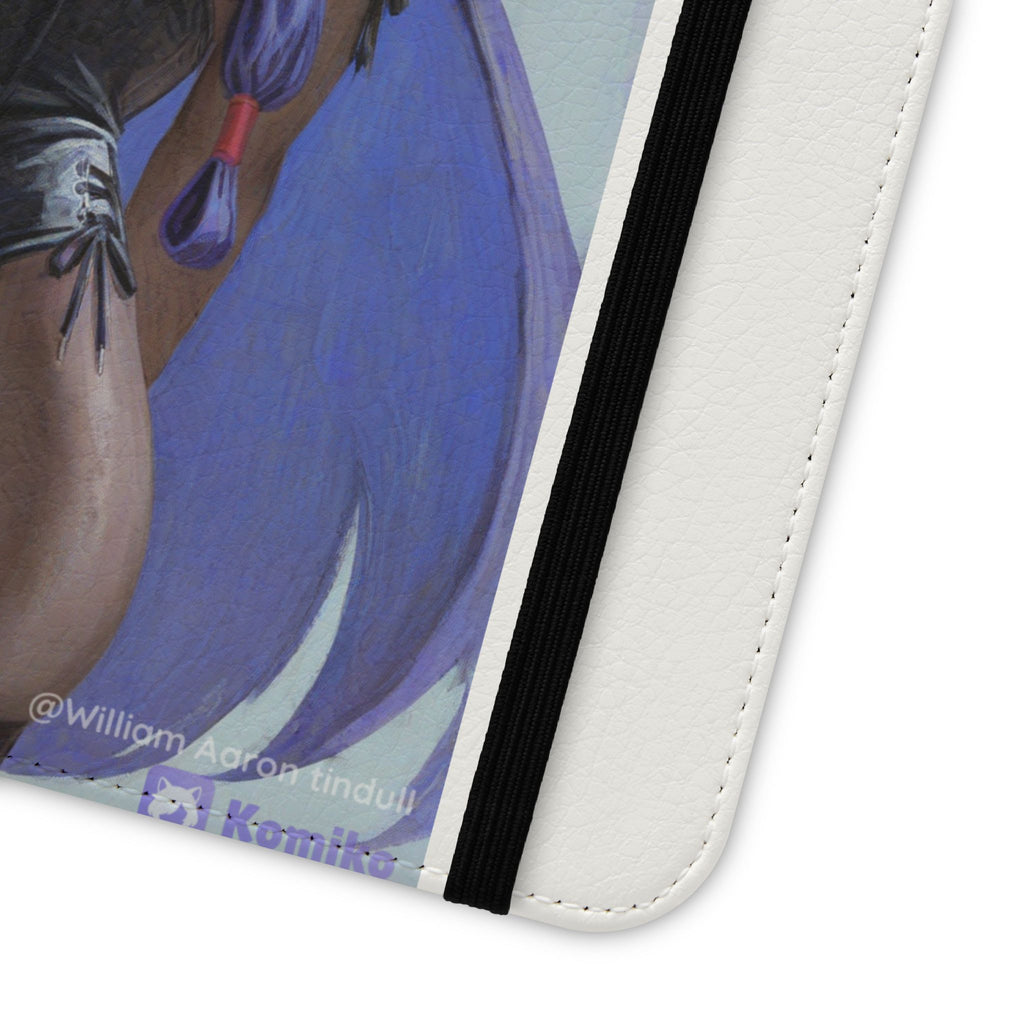 Anime Bunny Girl Flip Case - Purple Long-Haired Character Phone Wallet