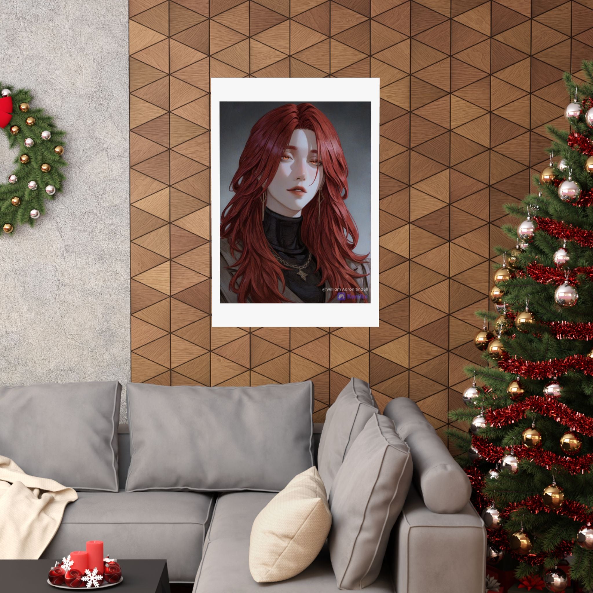 Red-Haired Muse Matte Vertical Poster — Moody Portrait Art Print