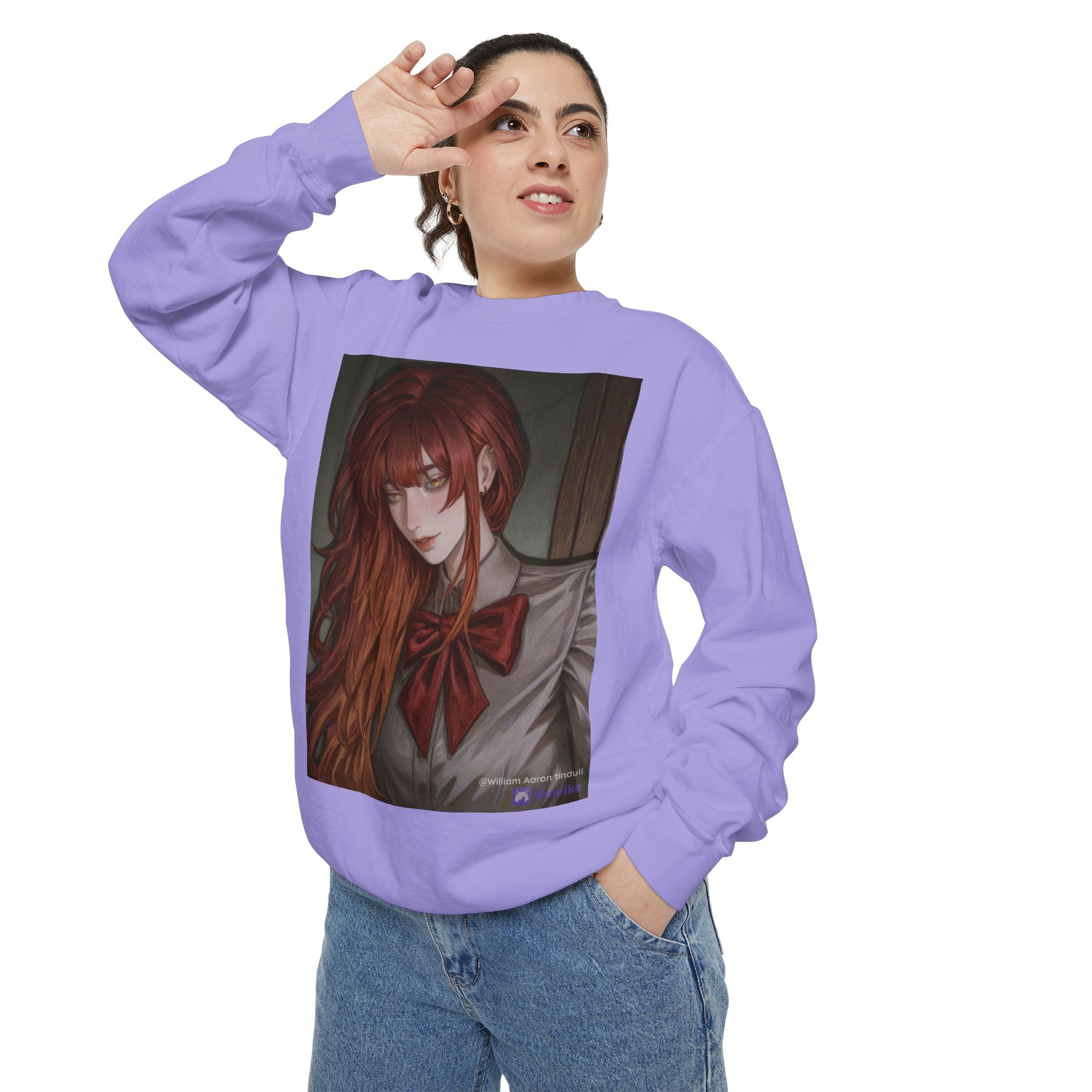 Anime Red-Headed Girl Sweatshirt — Gothic Schoolgirl Art Pullover