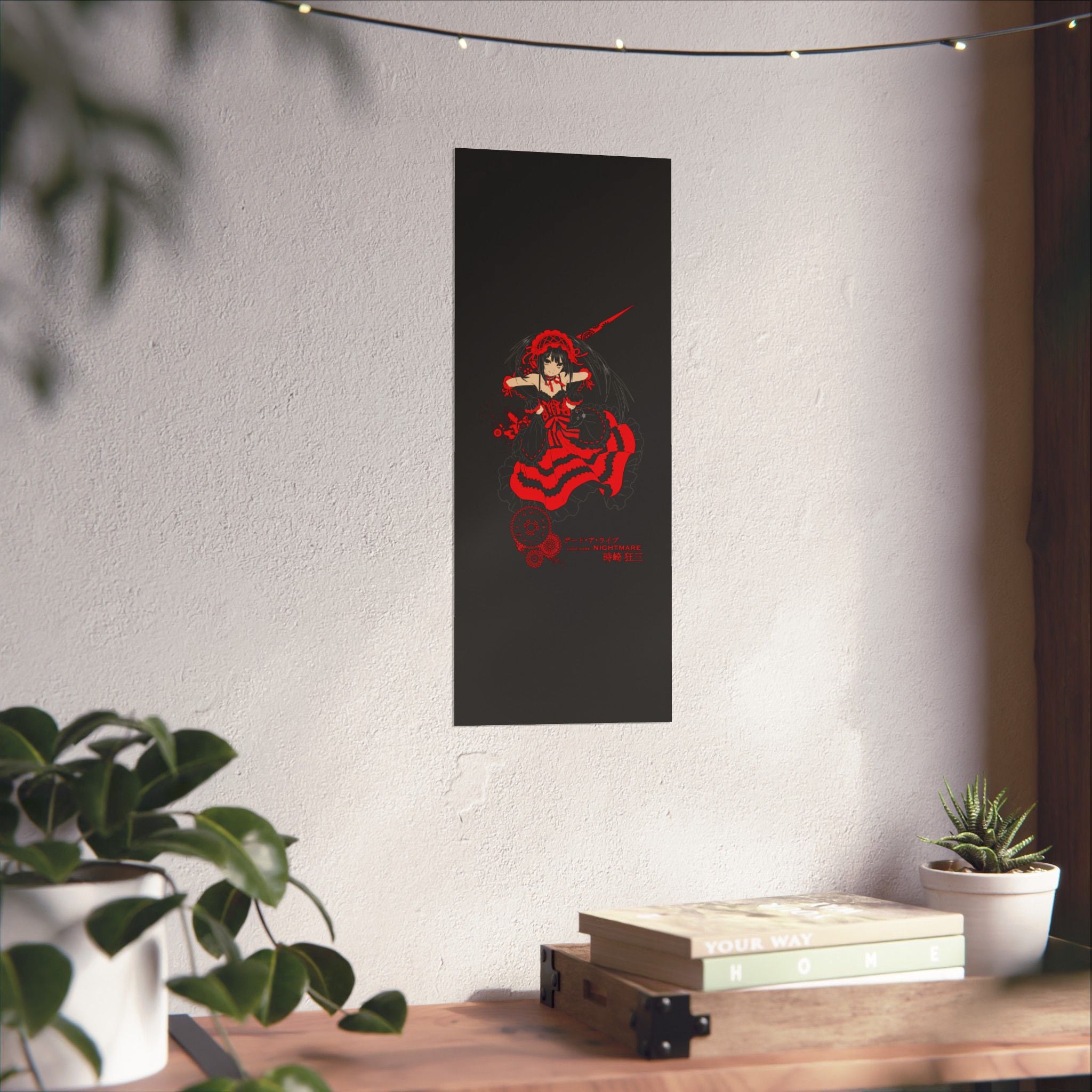 Anime Gothic Poster — Red & Black Kurumi Nightcore Matte Vertical Print