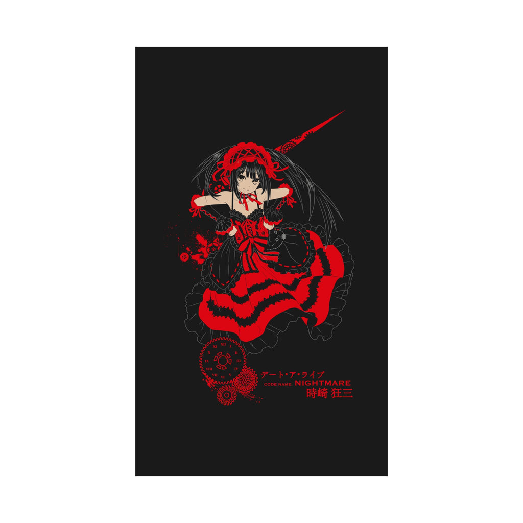 Anime Gothic Poster — Red & Black Kurumi Nightcore Matte Vertical Print