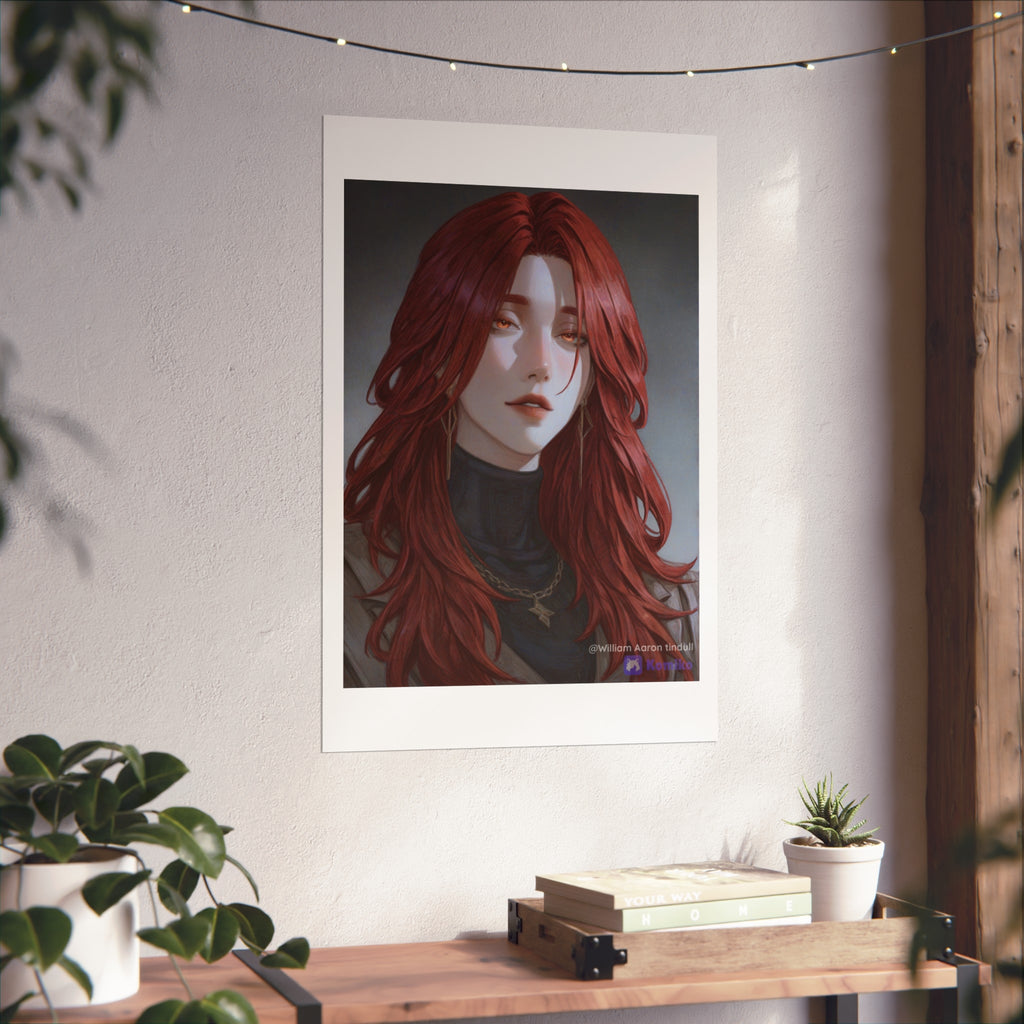 Fine Art Poster — Red-Haired Gothic Portrait, Moody Decorative Wall Art