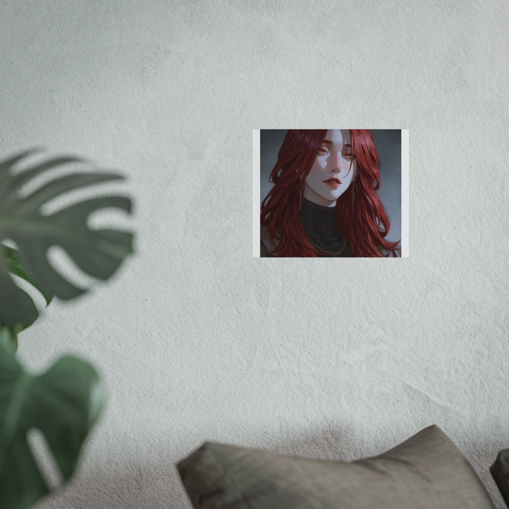Fine Art Poster — Red-Haired Gothic Portrait, Moody Decorative Wall Art