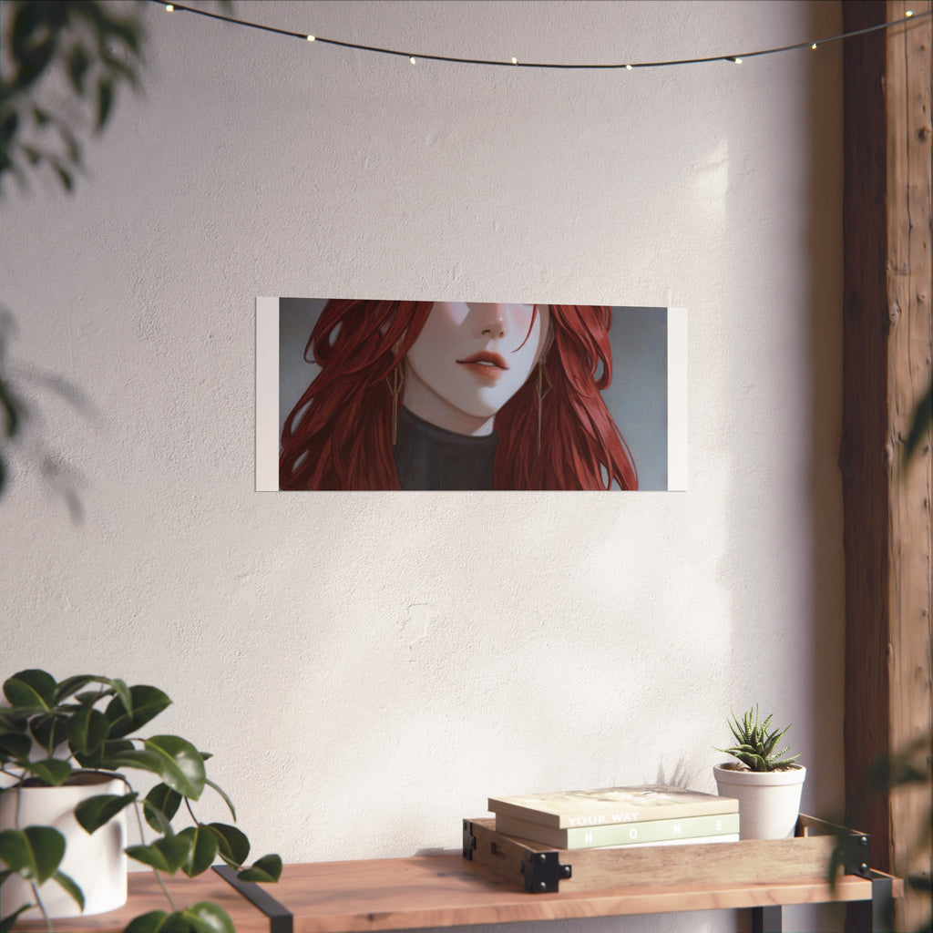 Fine Art Poster — Red-Haired Gothic Portrait, Moody Decorative Wall Art