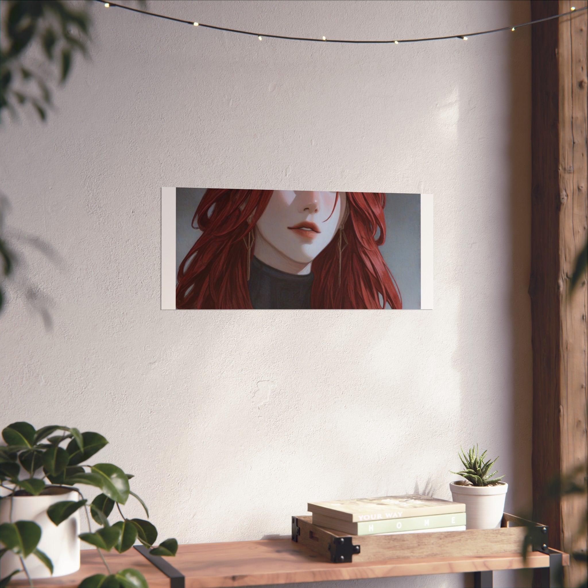 Fine Art Poster — Red-Haired Gothic Portrait, Moody Decorative Wall Art