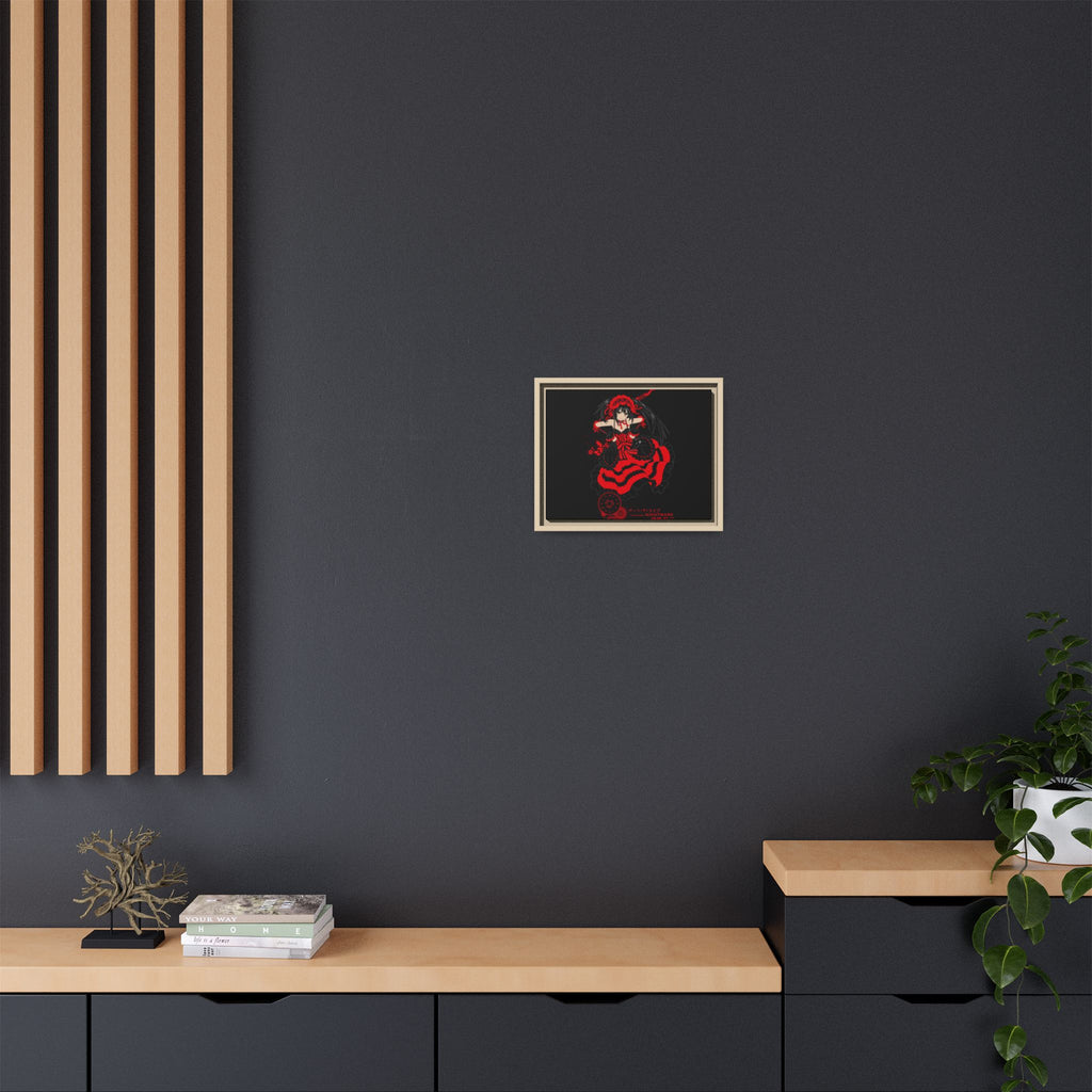 Anime Warrior Red Black Matte Canvas Print — Framed Wall Art