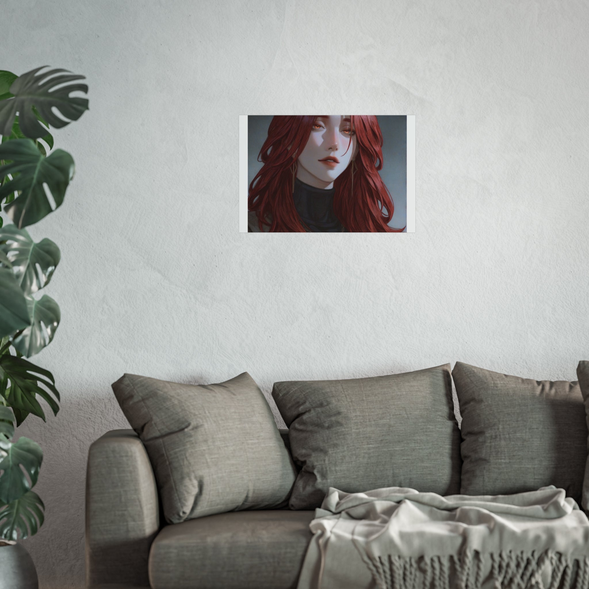 Fine Art Poster — Red-Haired Gothic Portrait, Moody Decorative Wall Art