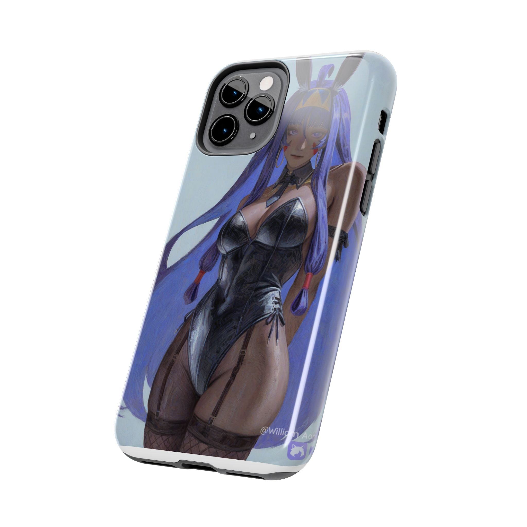 Bunny Girl Tough Phone Case — Anime Purple-Haired Character Protective Cover
