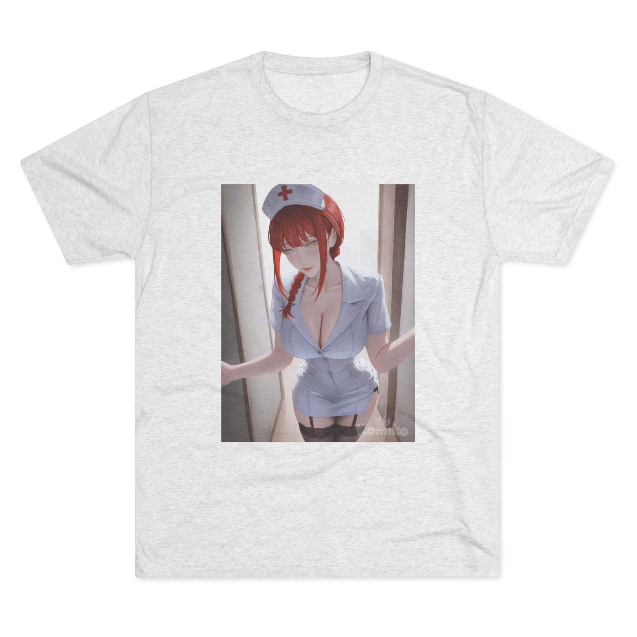 Sexy Anime Nurse T-Shirt — Cute Redhead Nurse Illustration Tee