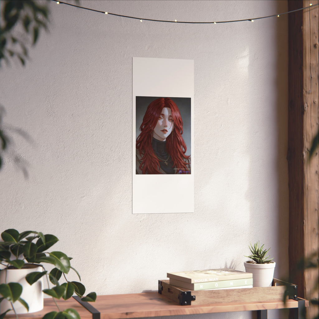 Fine Art Poster — Red-Haired Gothic Portrait, Moody Decorative Wall Art