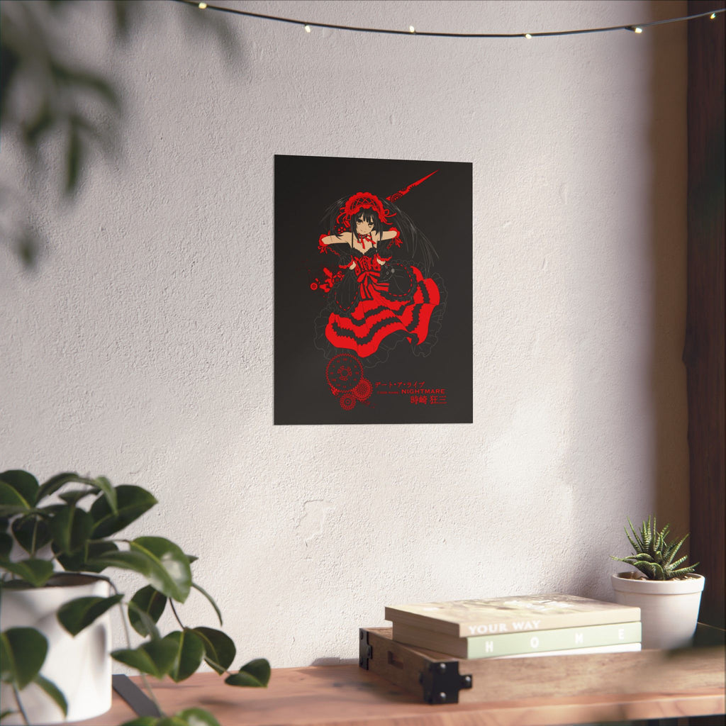 Anime Gothic Poster — Red & Black Kurumi Nightcore Matte Vertical Print