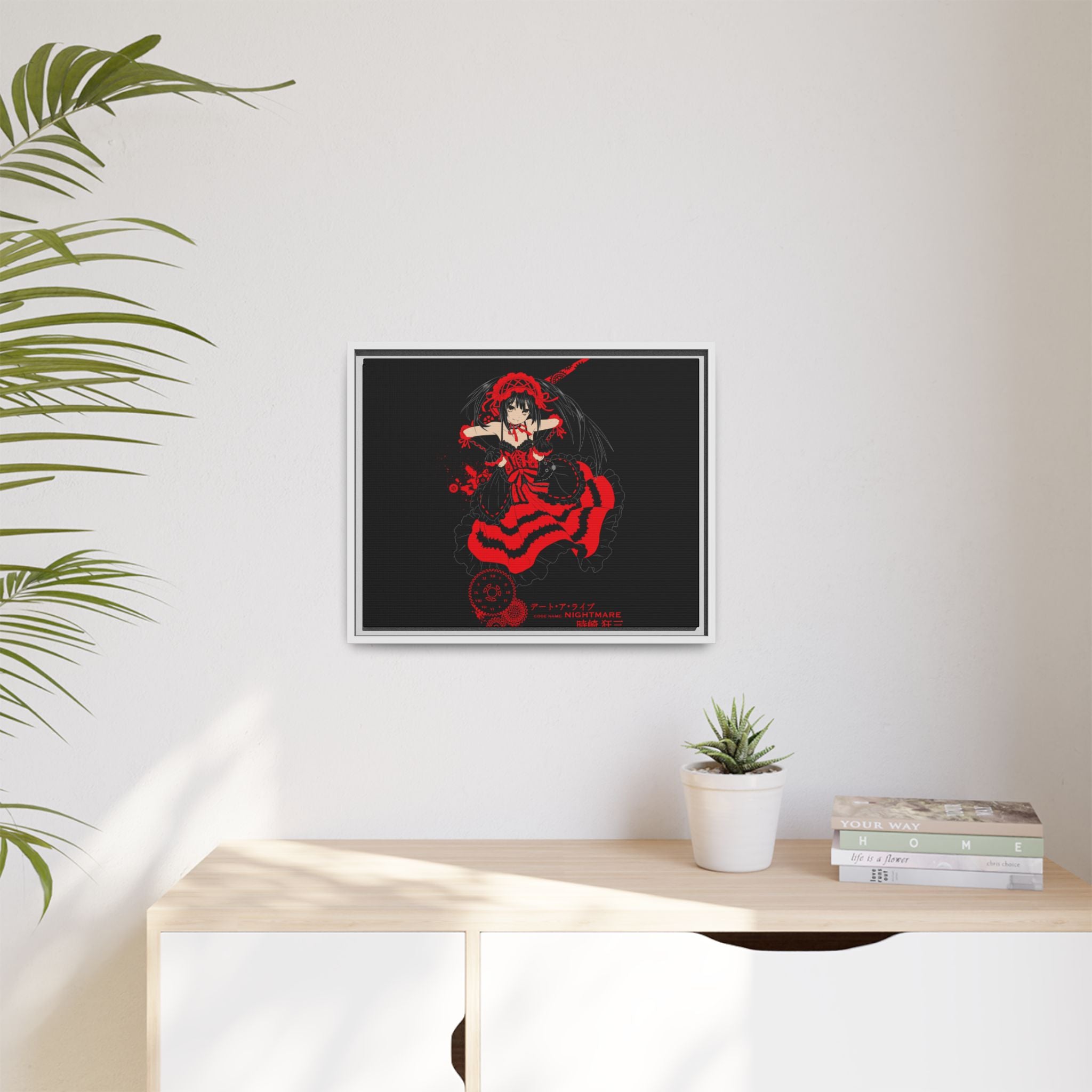 Anime Warrior Red Black Matte Canvas Print — Framed Wall Art