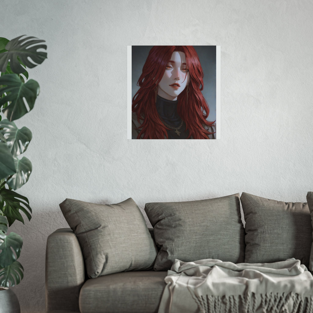 Fine Art Poster — Red-Haired Gothic Portrait, Moody Decorative Wall Art