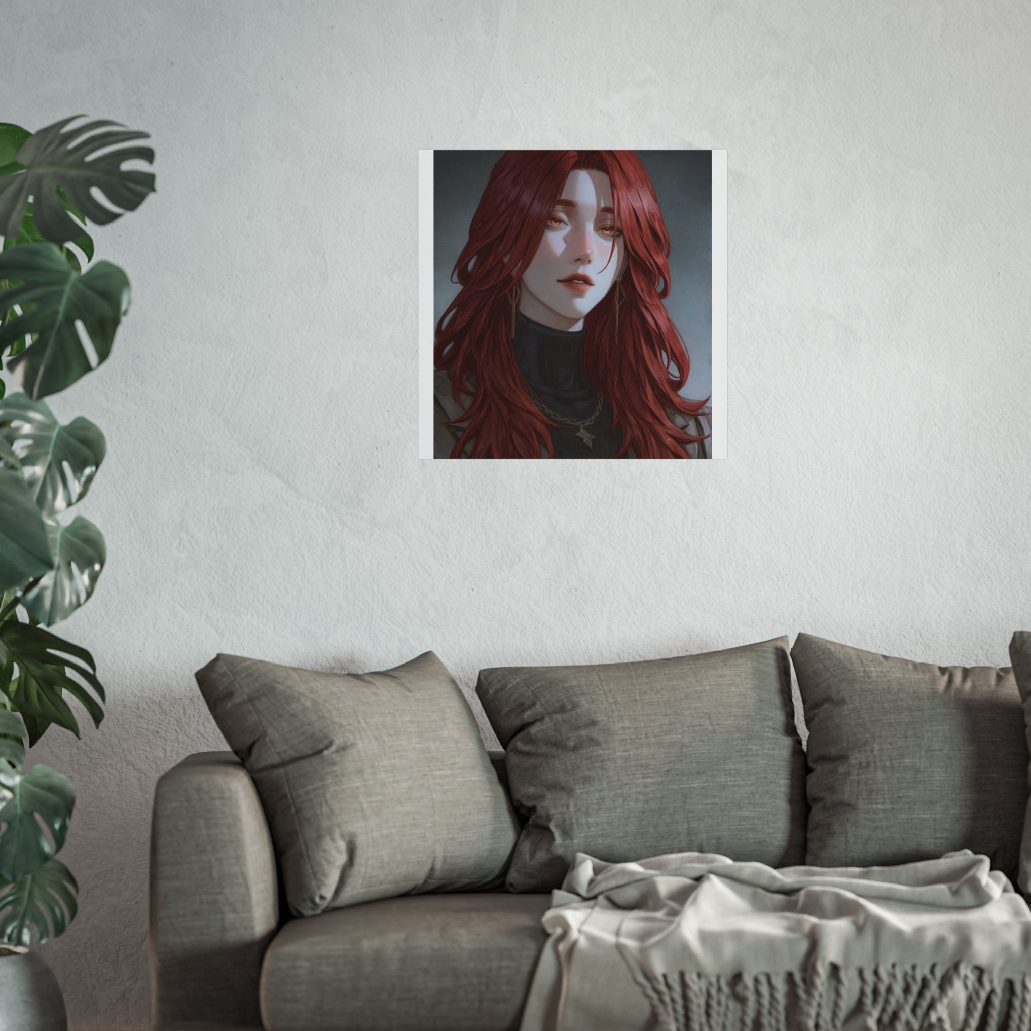 Fine Art Poster — Red-Haired Gothic Portrait, Moody Decorative Wall Art