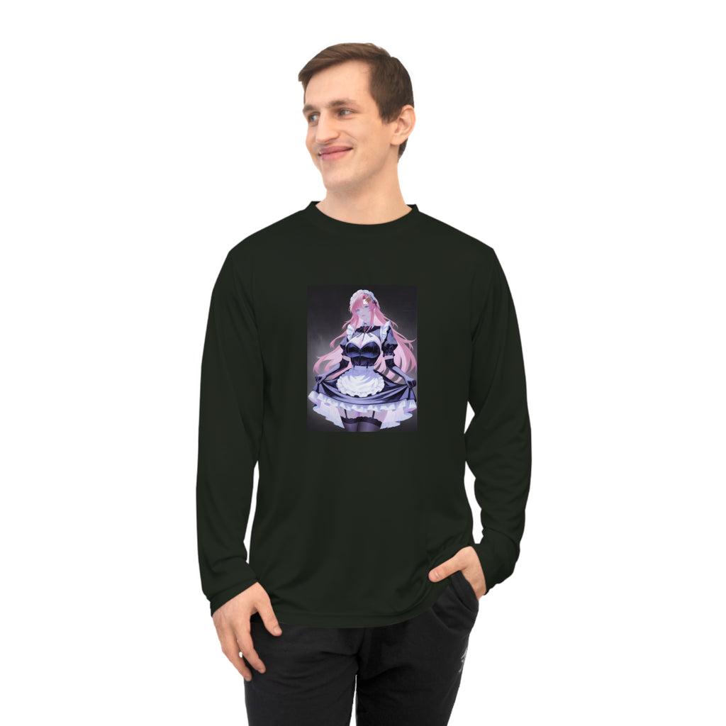 Anime Maid Long Sleeve Shirt – Pink-Haired Fantasy Maid Illustration