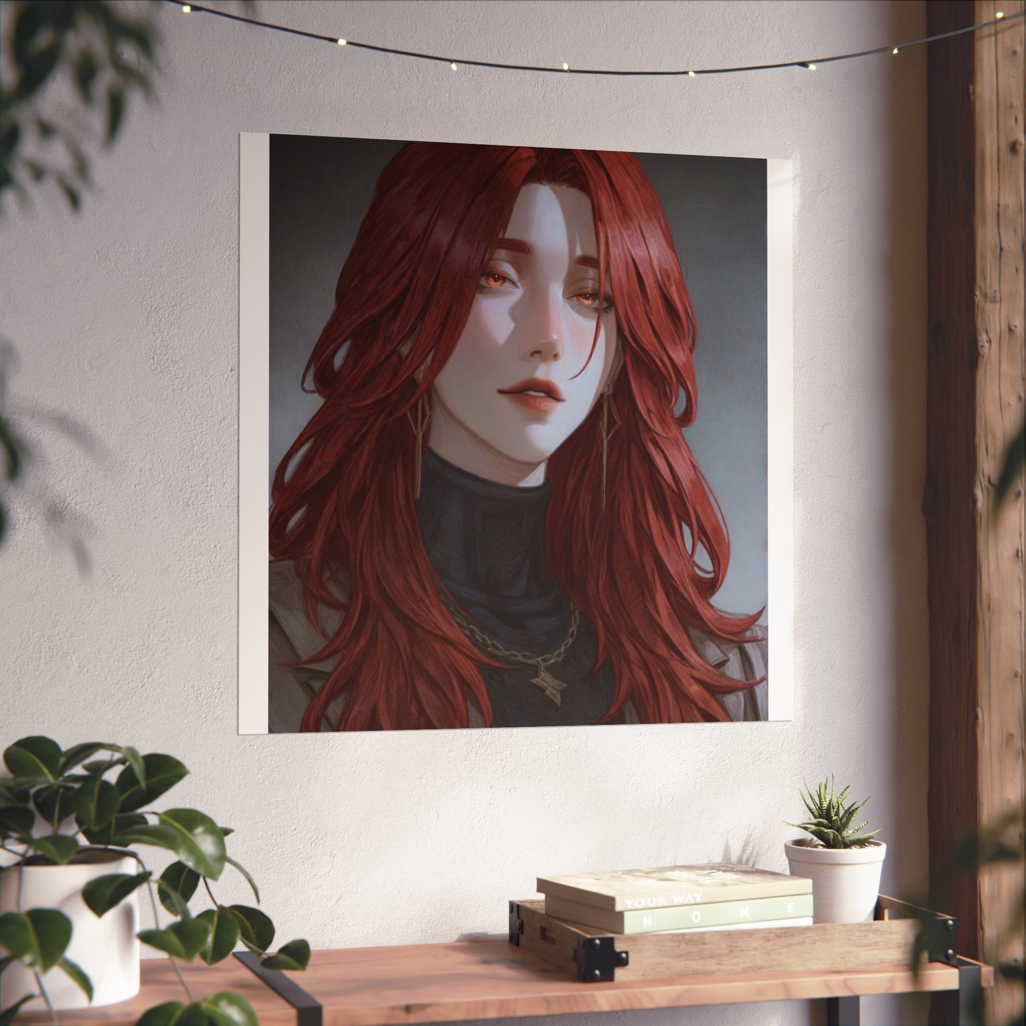 Fine Art Poster — Red-Haired Gothic Portrait, Moody Decorative Wall Art