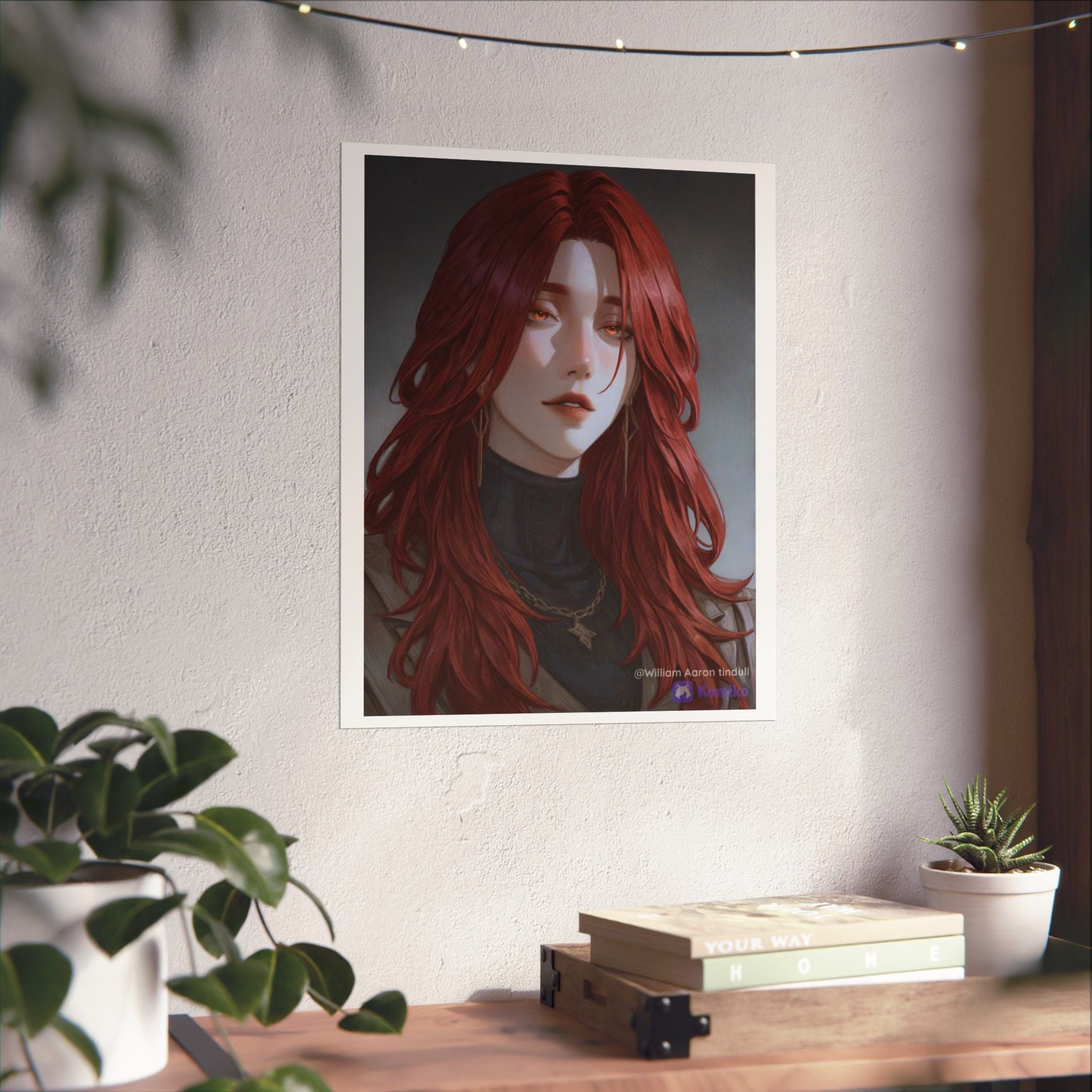 Red-Haired Muse Matte Vertical Poster — Moody Portrait Art Print