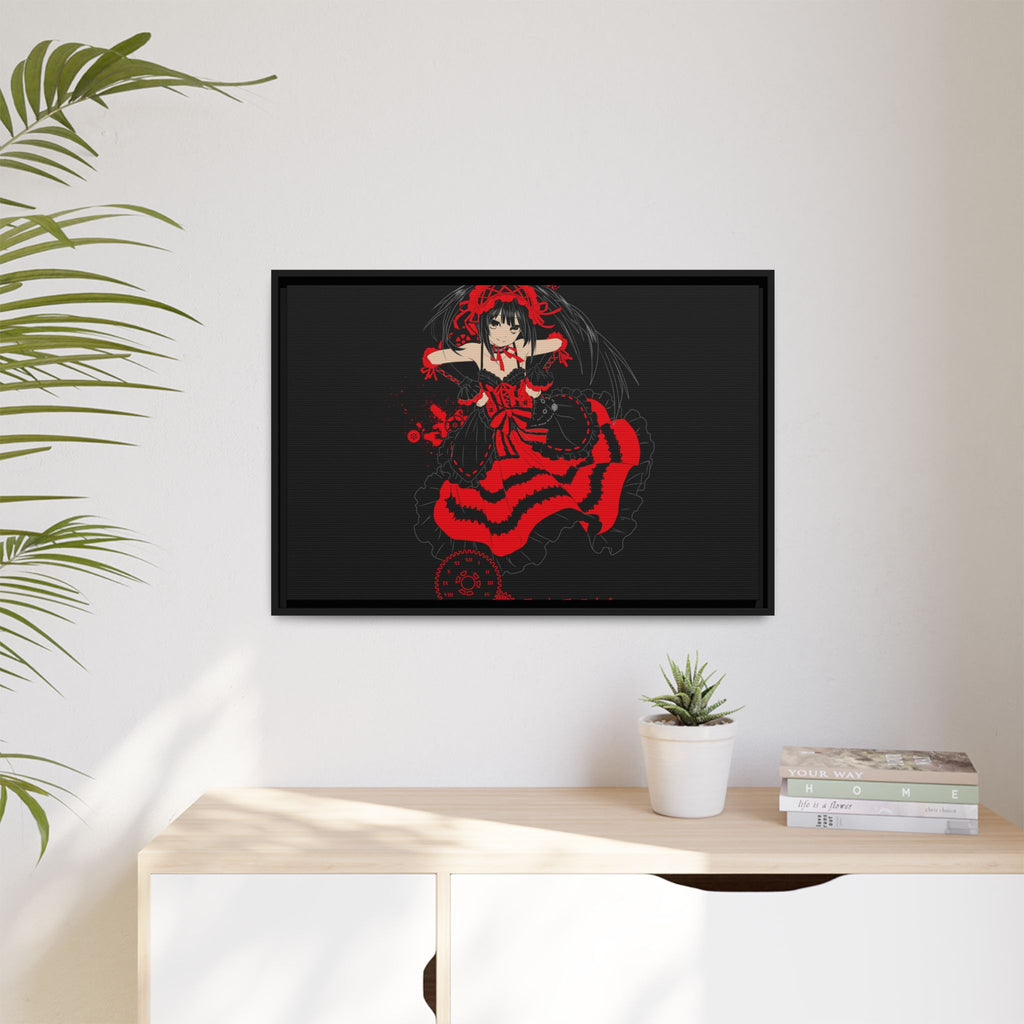 Anime Warrior Red Black Matte Canvas Print — Framed Wall Art