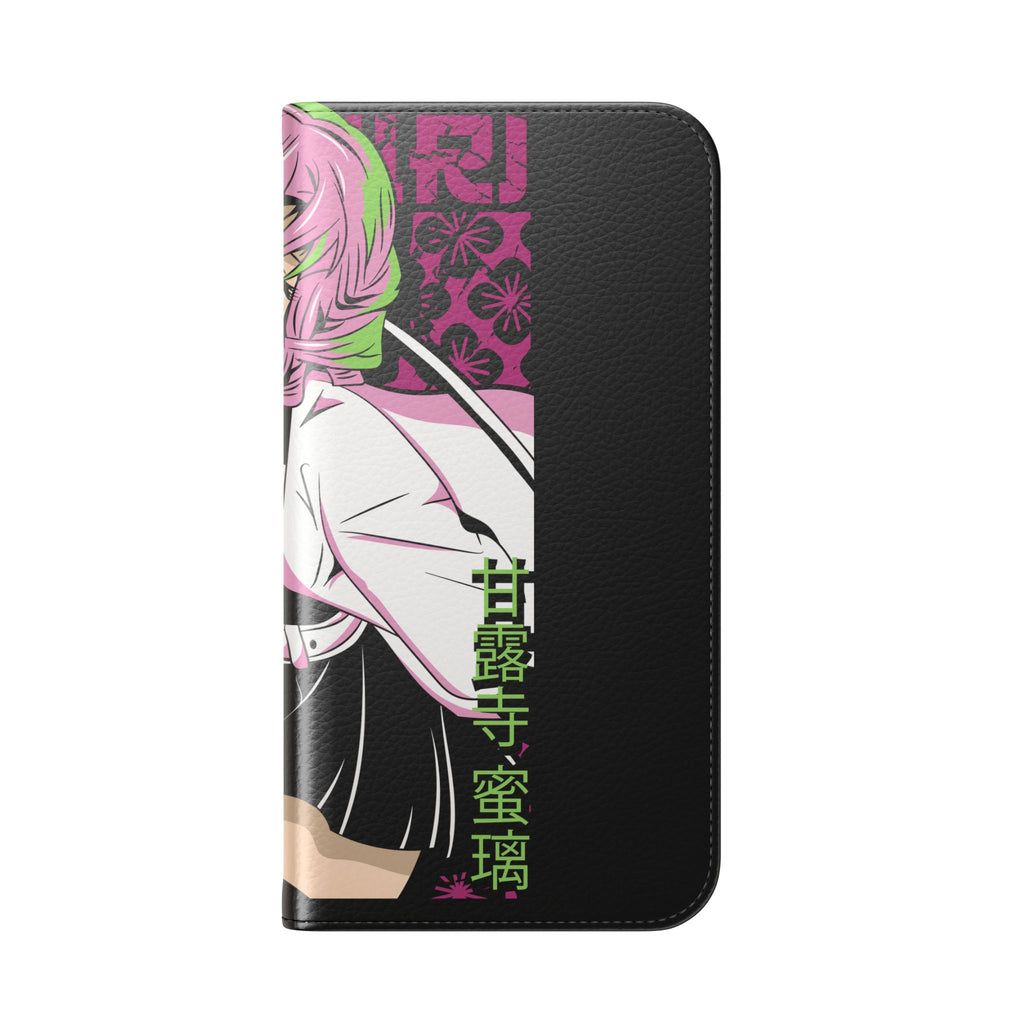 Anime Girl Flip Phone Case — Pink Demon Slayer Style Wallet Cover