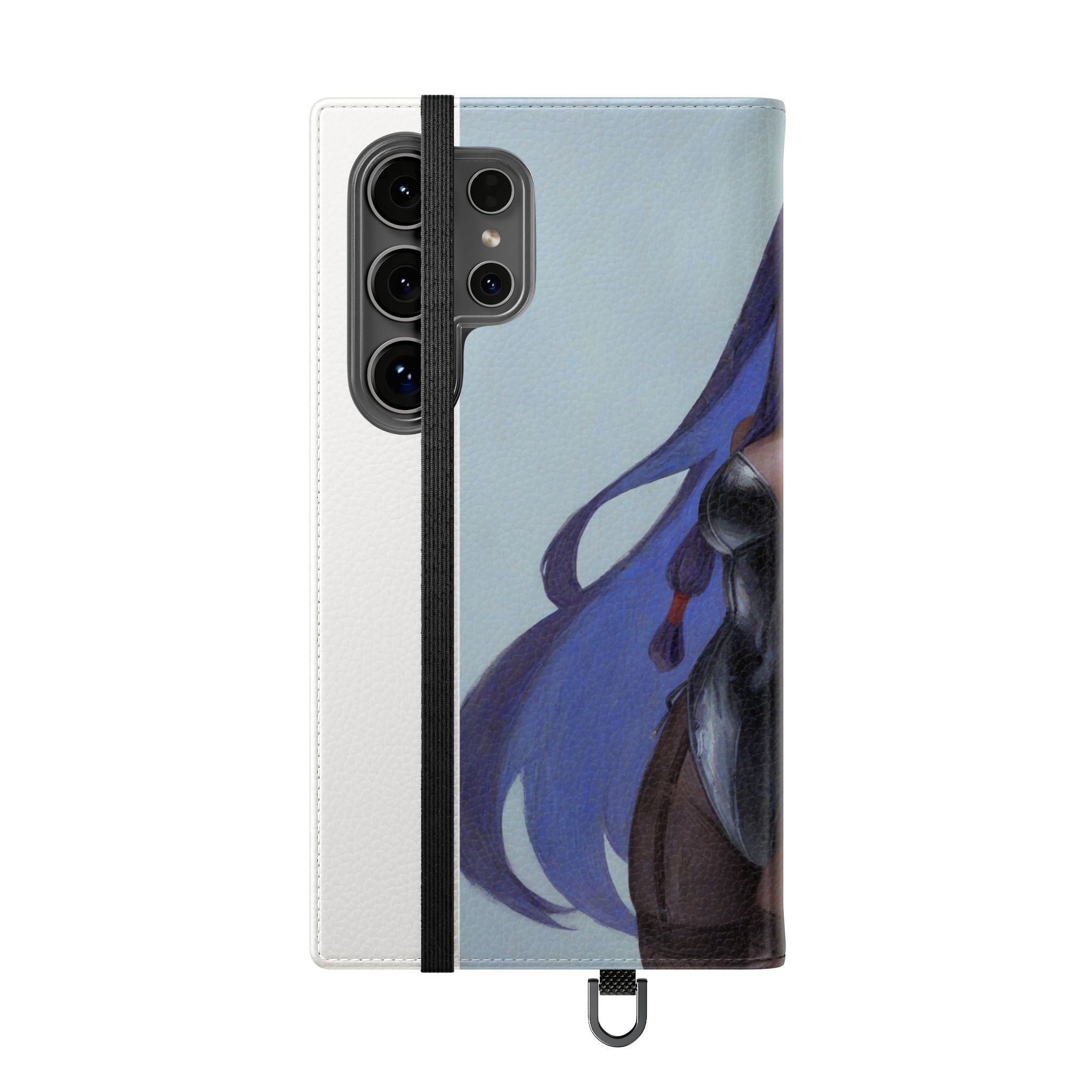 Anime Bunny Girl Flip Case - Purple Long-Haired Character Phone Wallet