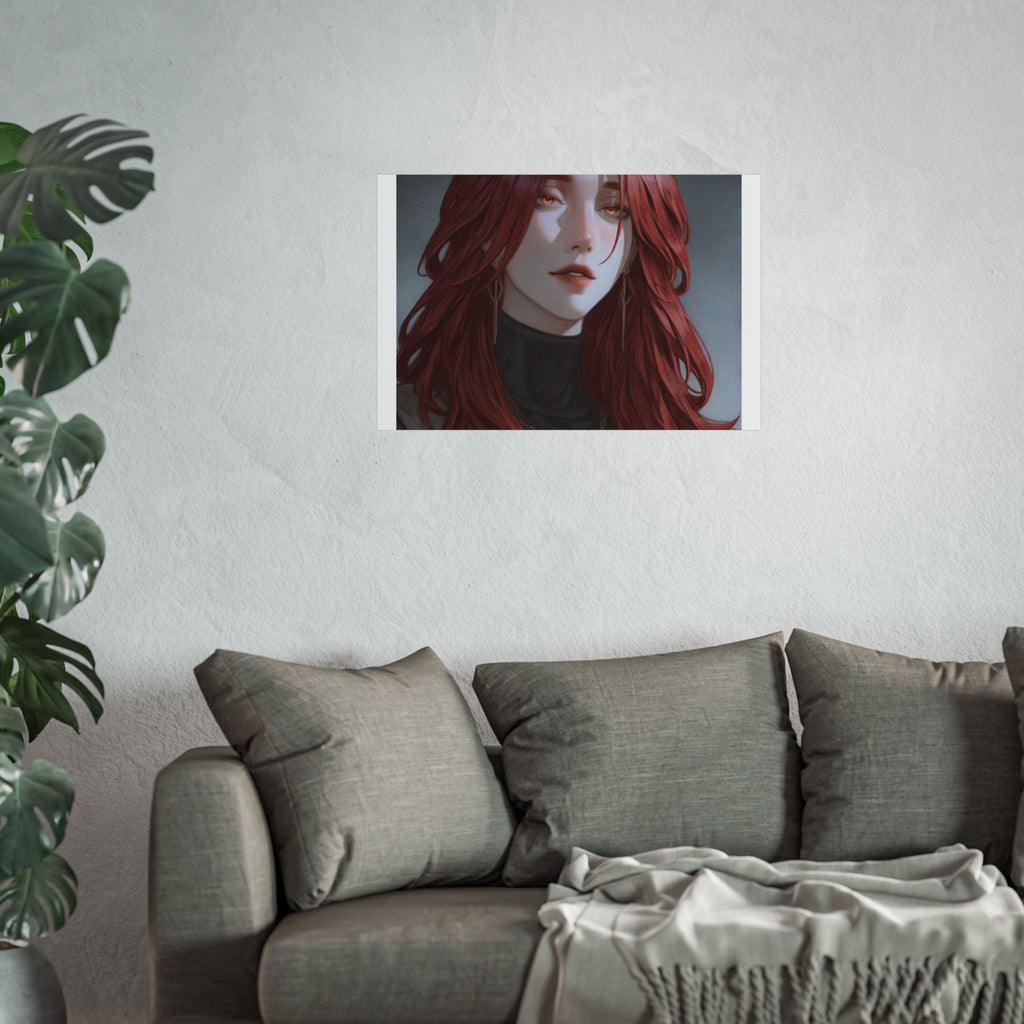 Fine Art Poster — Red-Haired Gothic Portrait, Moody Decorative Wall Art