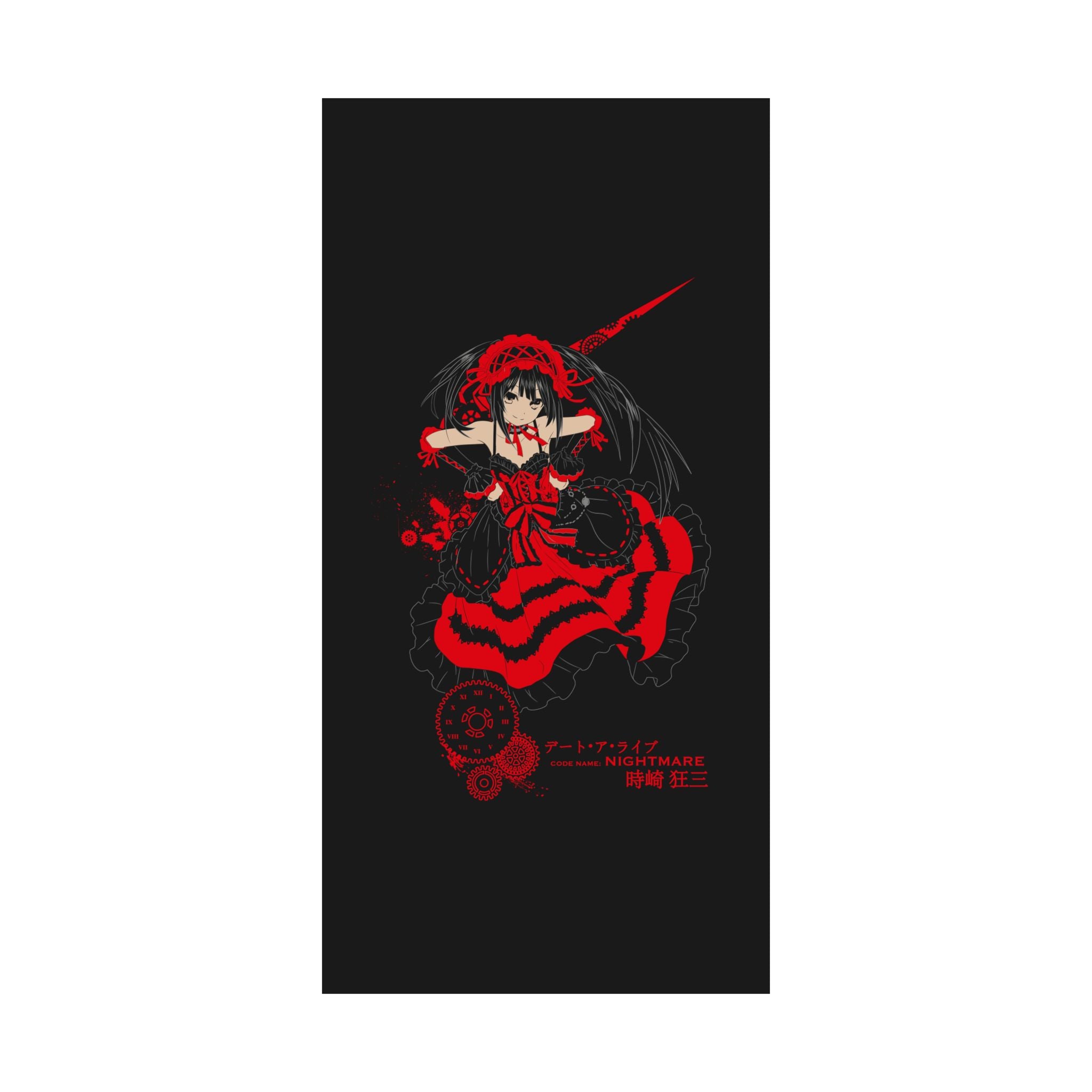 Anime Gothic Poster — Red & Black Kurumi Nightcore Matte Vertical Print