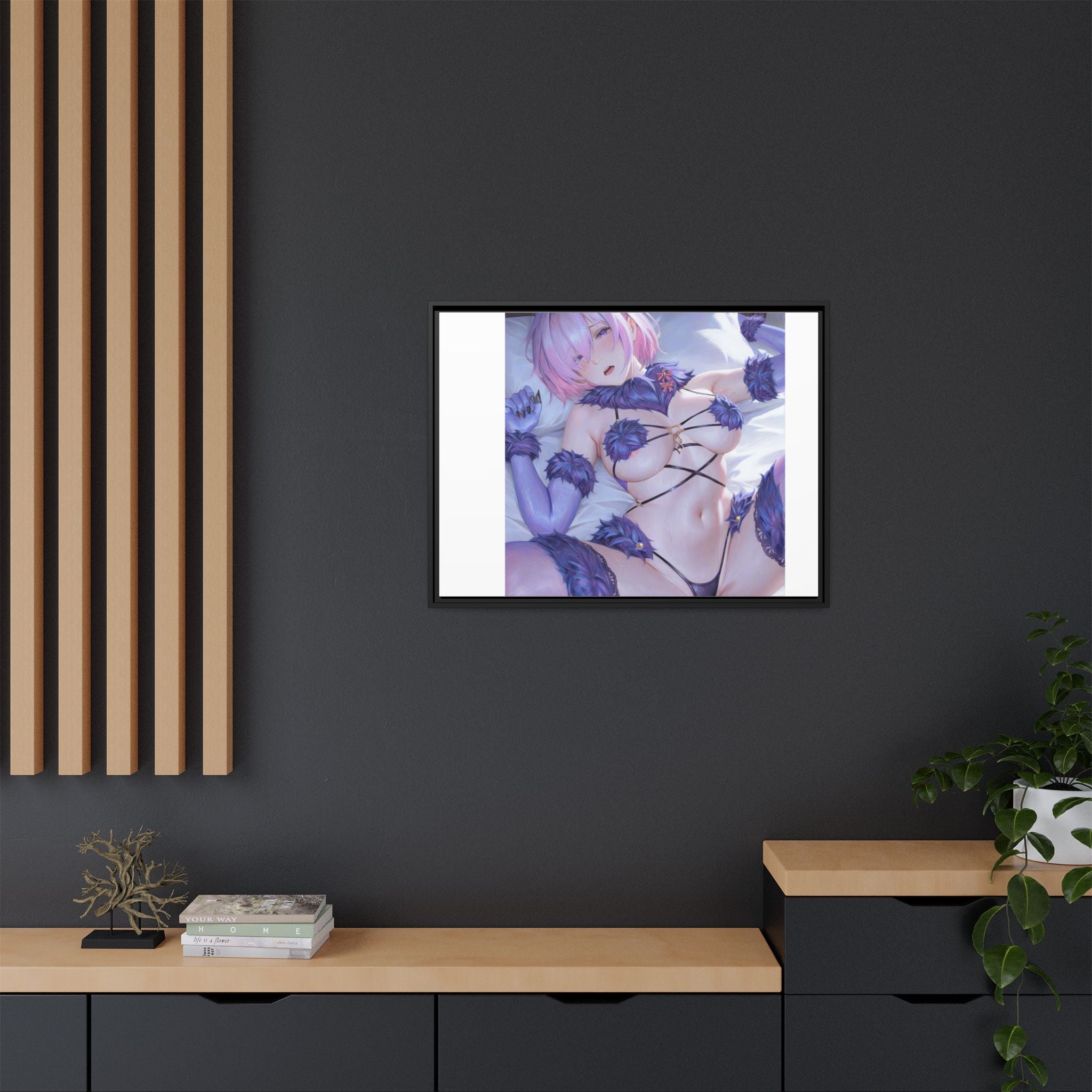 Framed Matte Canvas — Anime Pin-Up Lingerie Art Print