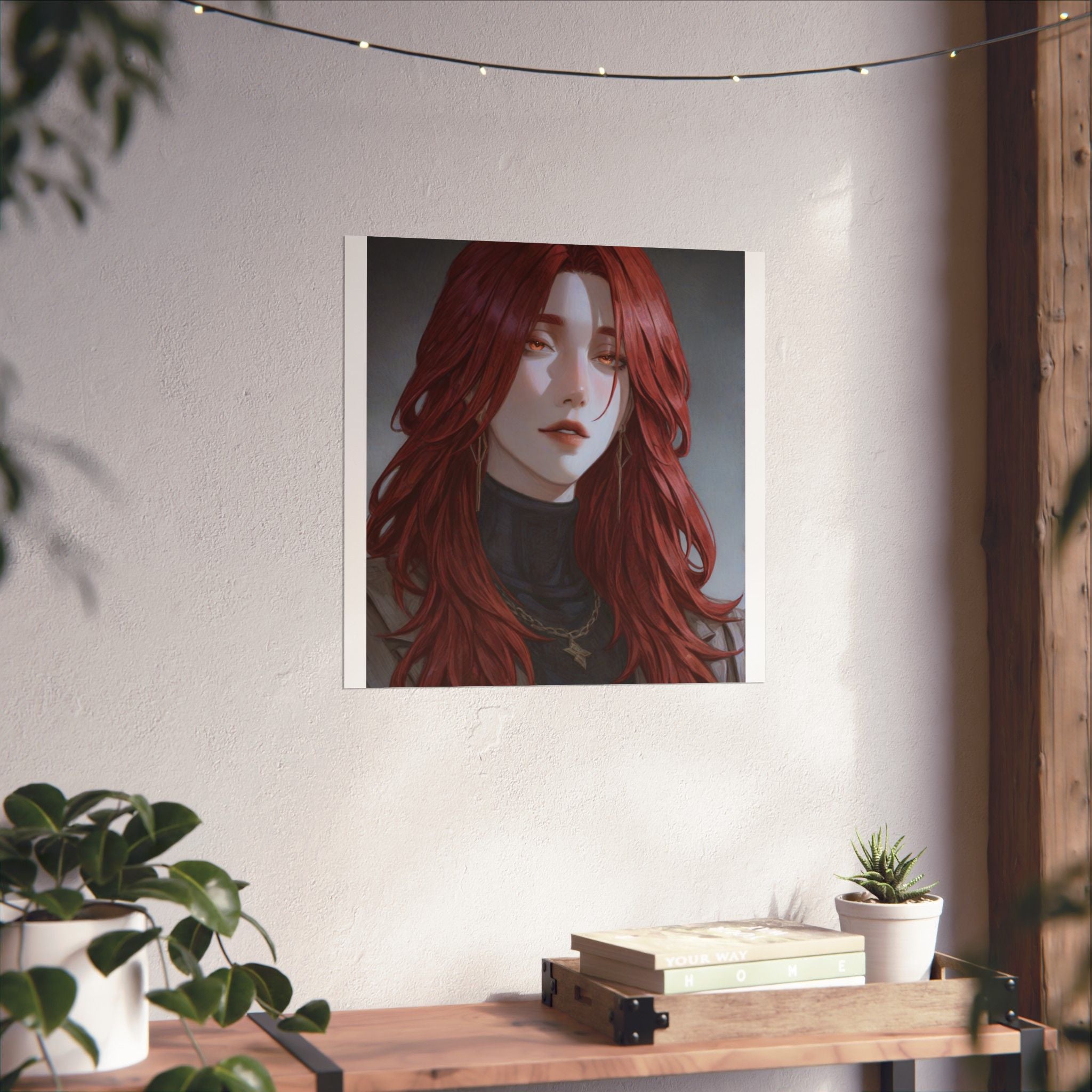 Red-Haired Muse Matte Vertical Poster — Moody Portrait Art Print